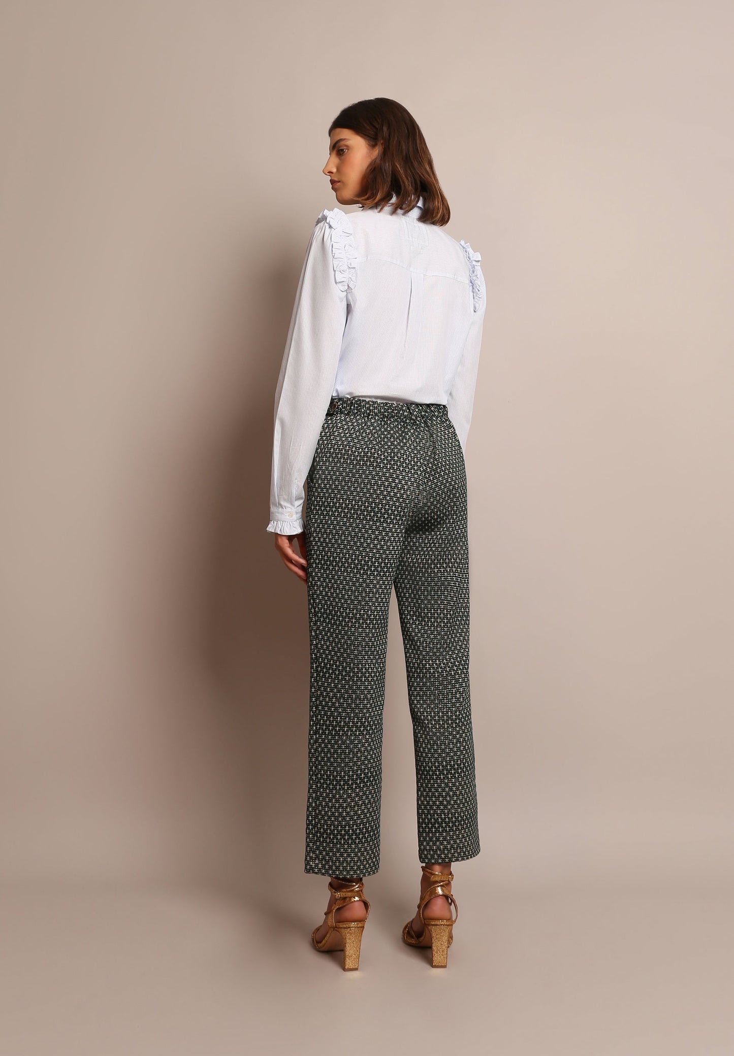 PANTALÓN JACQUARD DETALLES METALIZADOS