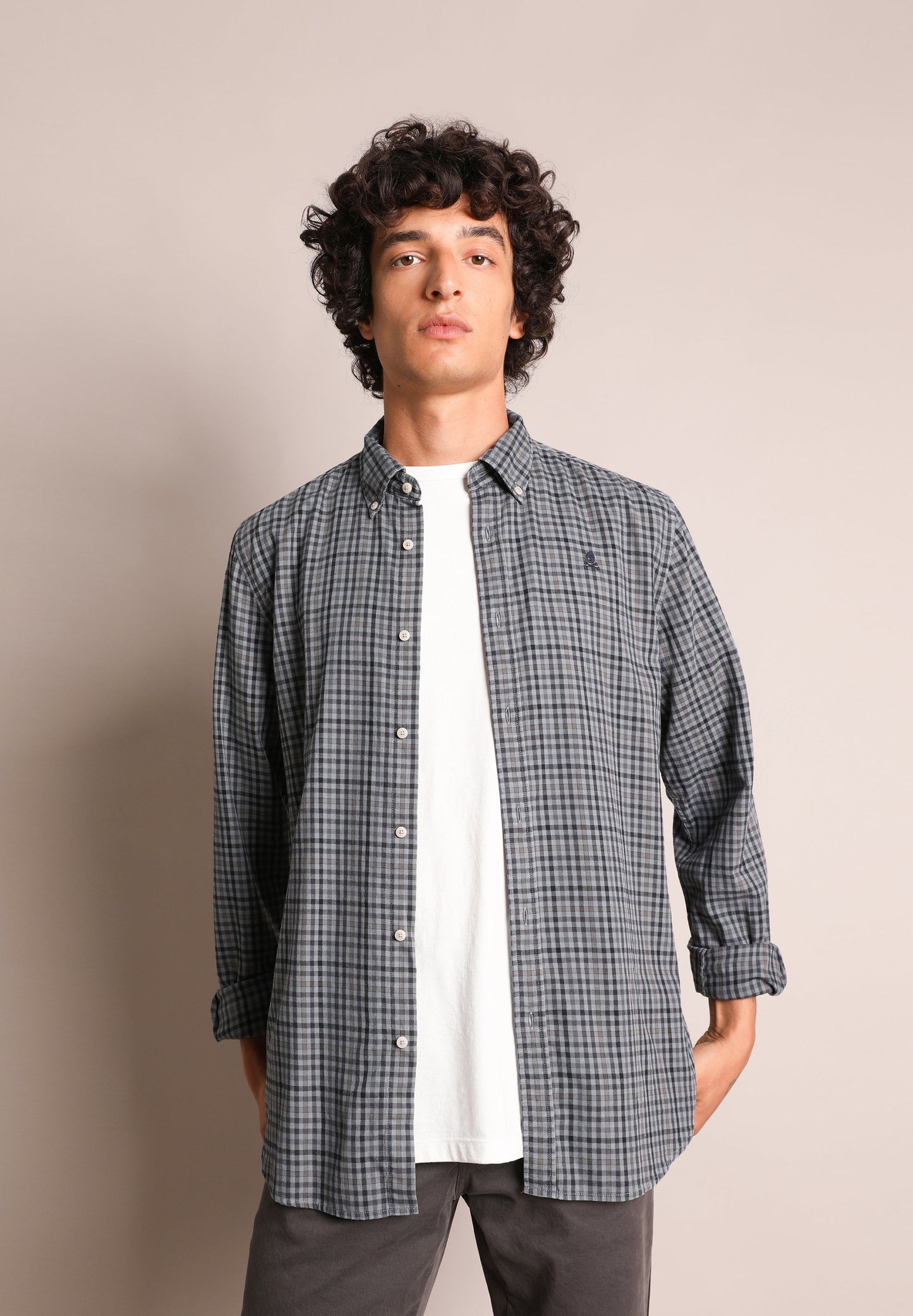 CAMISA CUADROS CON CUELLO BOTONES