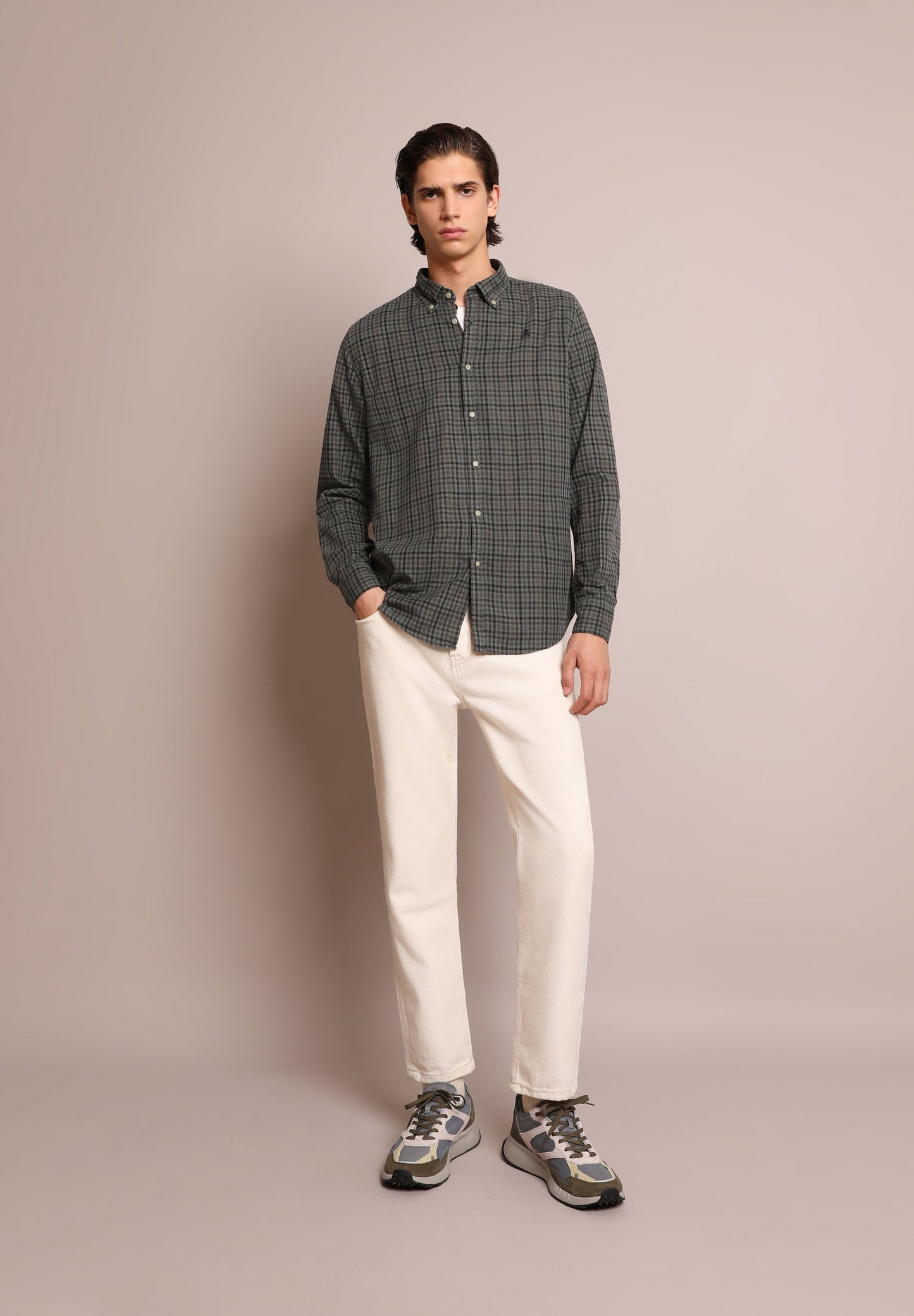 CAMISA CUADROS CON CUELLO BOTONES