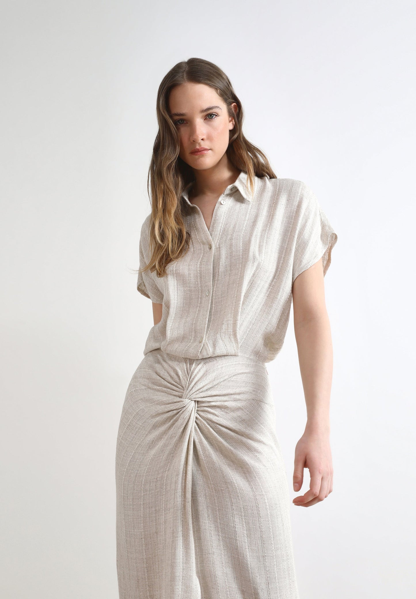 VESTIDO LINO DRAPEADO