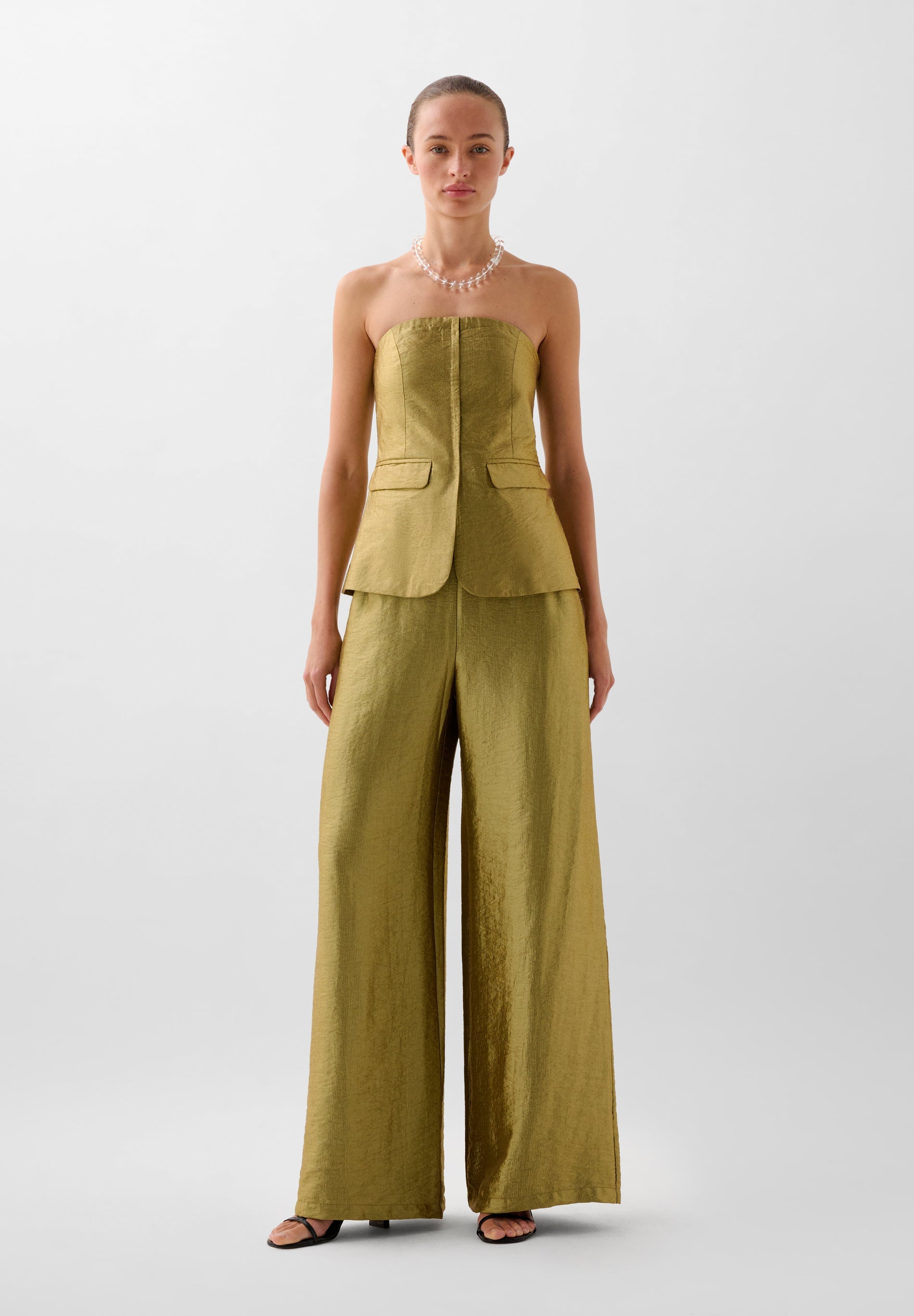 PANTALÓN FLUIDO METALIZADO PINZAS