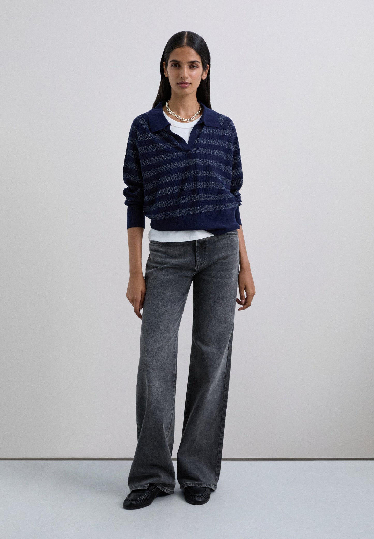 JERSEY POLO RAYAS METALIZADO