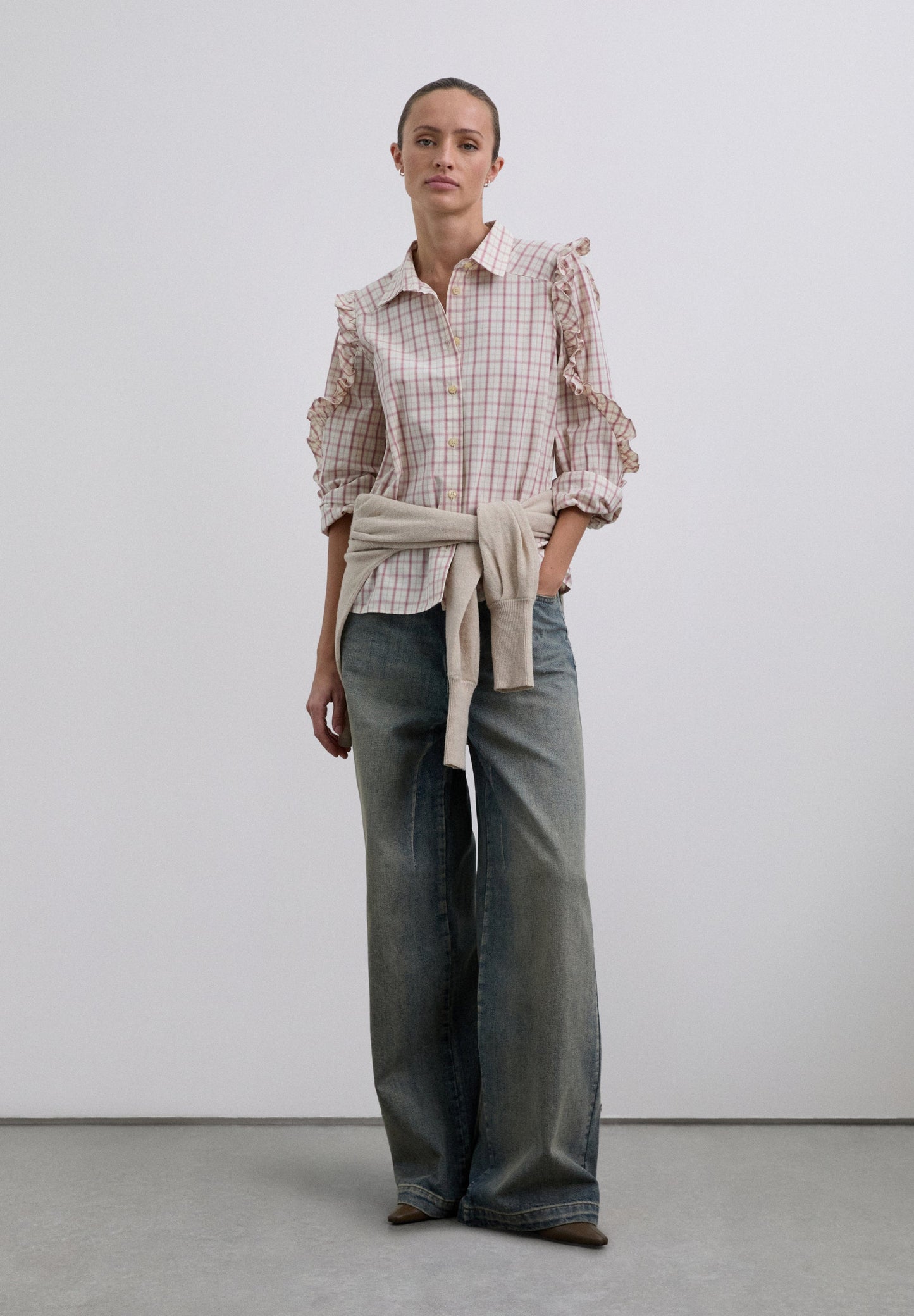 CAMISA CUADROS DETALLES FRUNCES