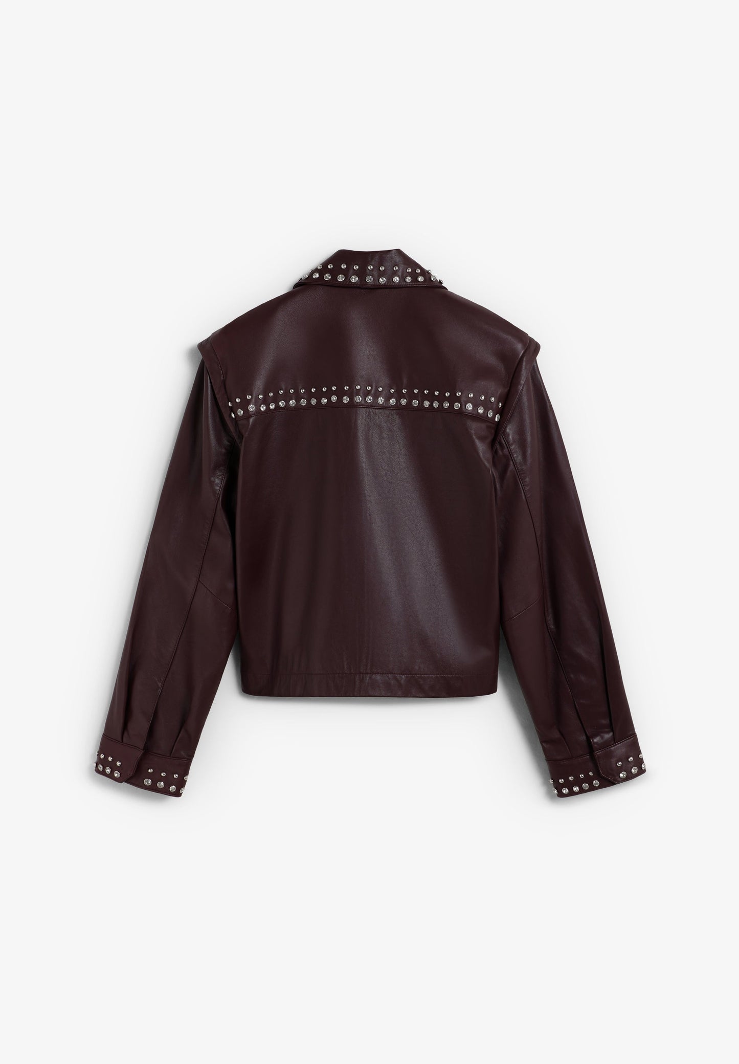 CHAQUETA BURDEOS TACHUELAS PIEL
