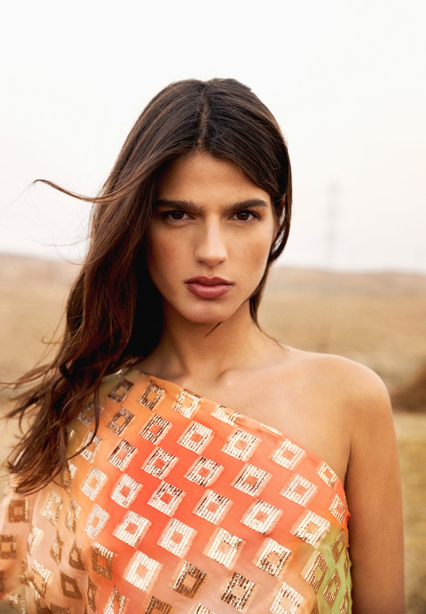 VESTIDO ASIMÉTRICO PRINT METALIZADO