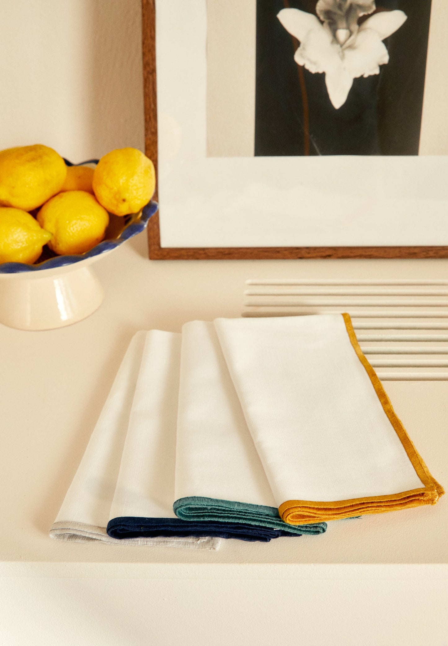 PACK SERVILLETAS LINO BORDE CONTRASTE