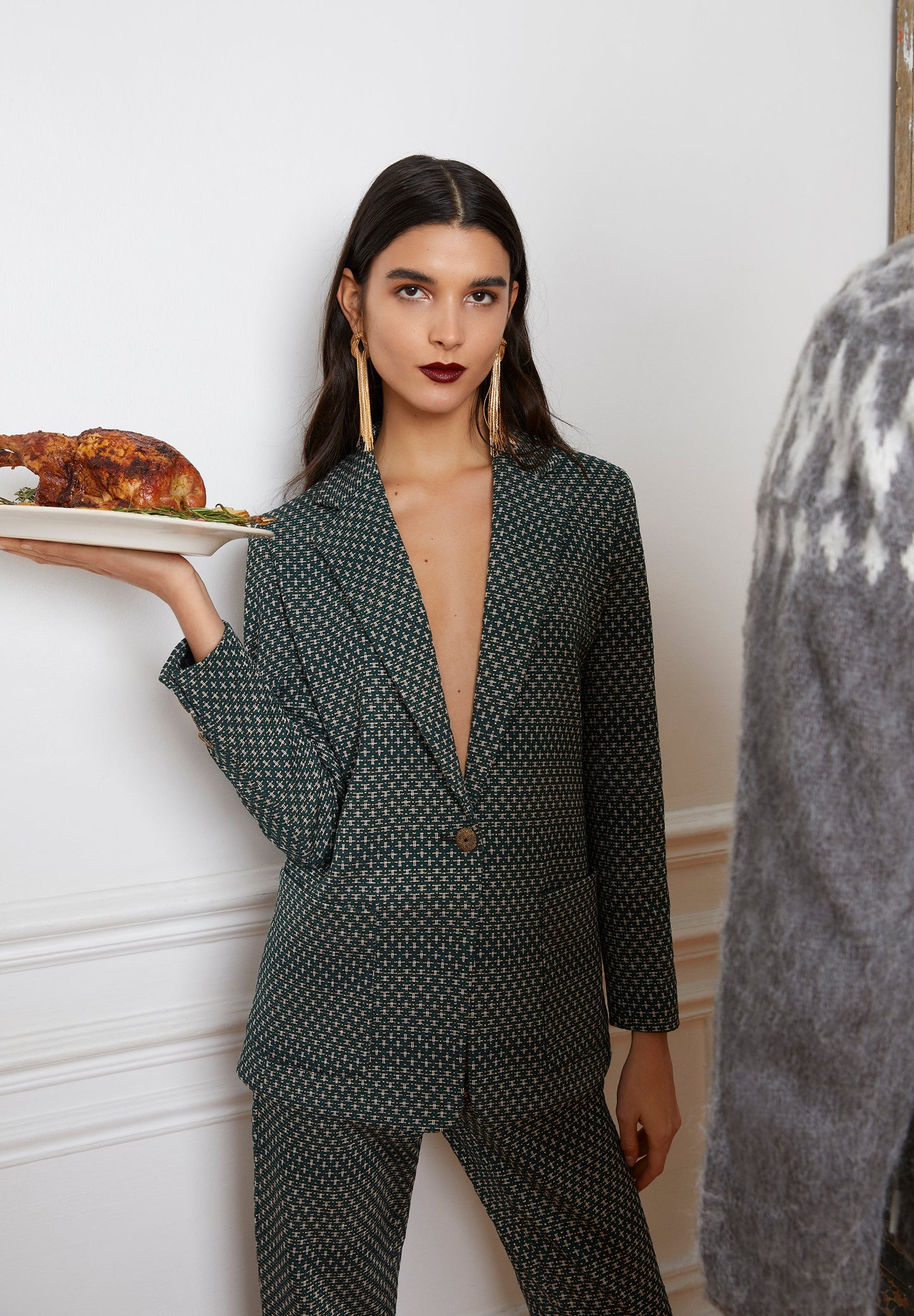 PANTALÓN JACQUARD DETALLES METALIZADOS