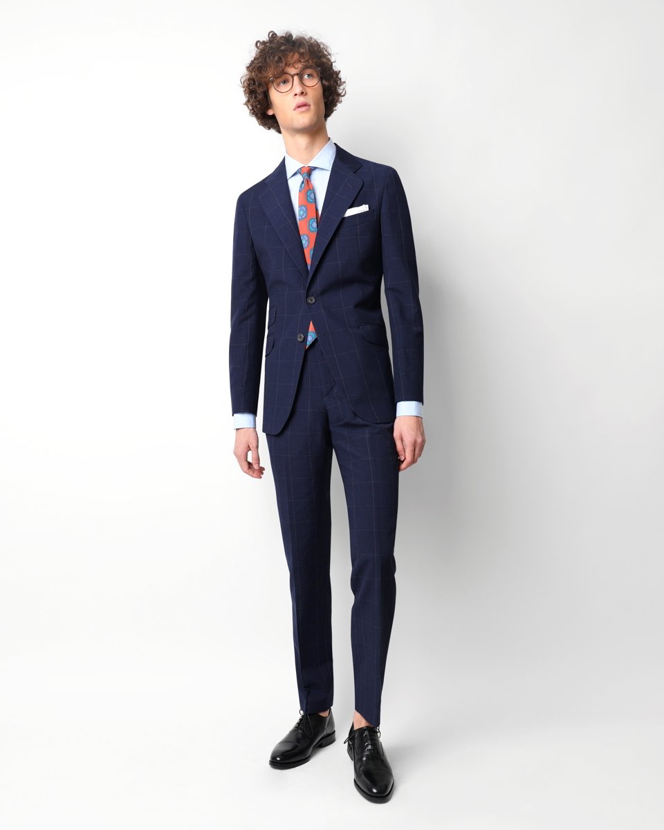 NEW CITY SUIT NAVY SQUARES