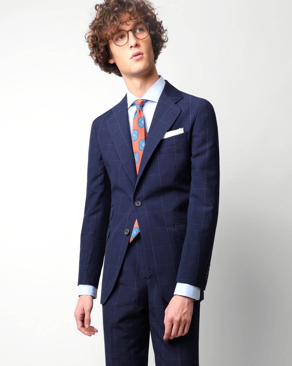 NEW CITY SUIT NAVY SQUARES