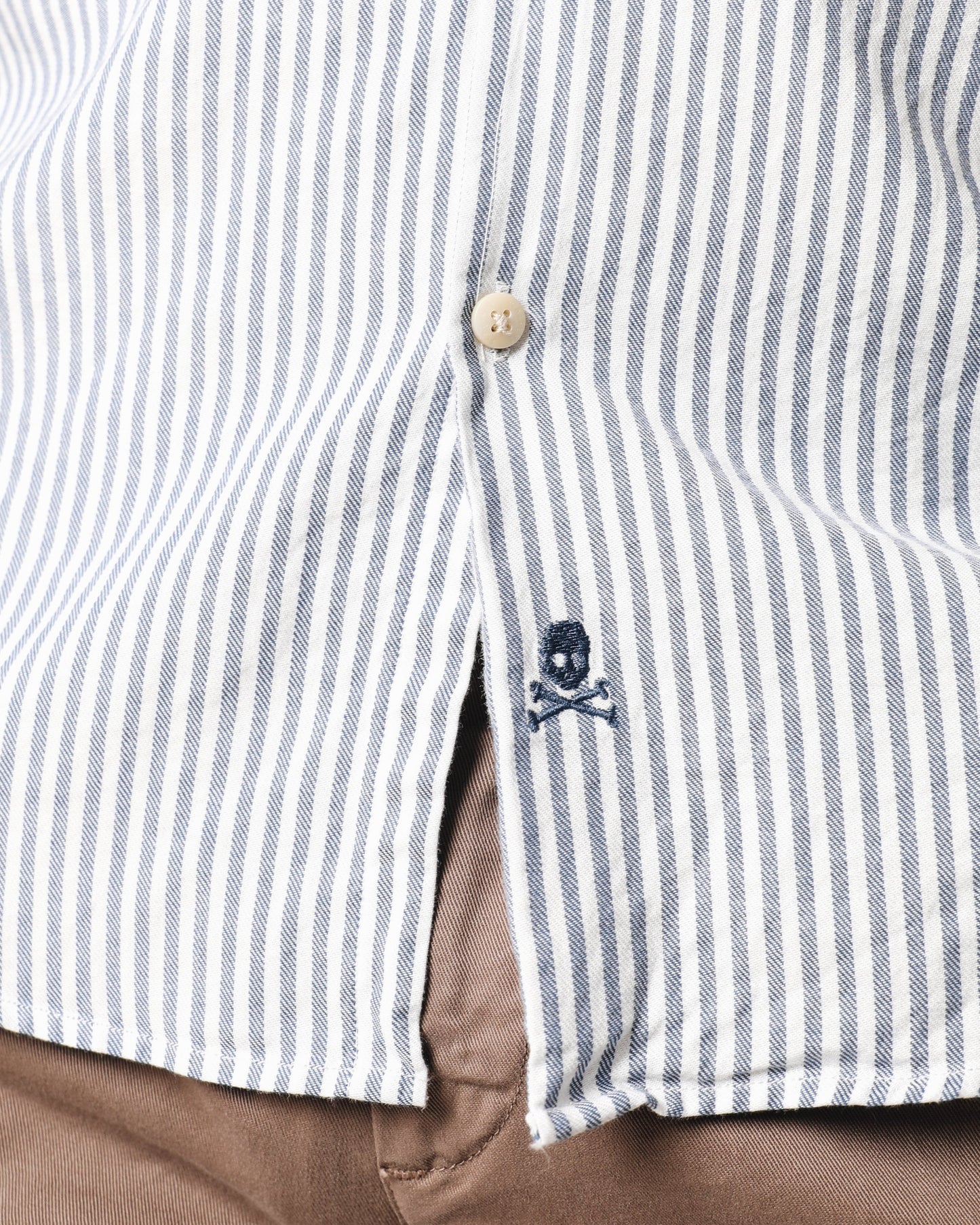 FLY MAO SHIRT BLUE WITH WHITE STRIPES