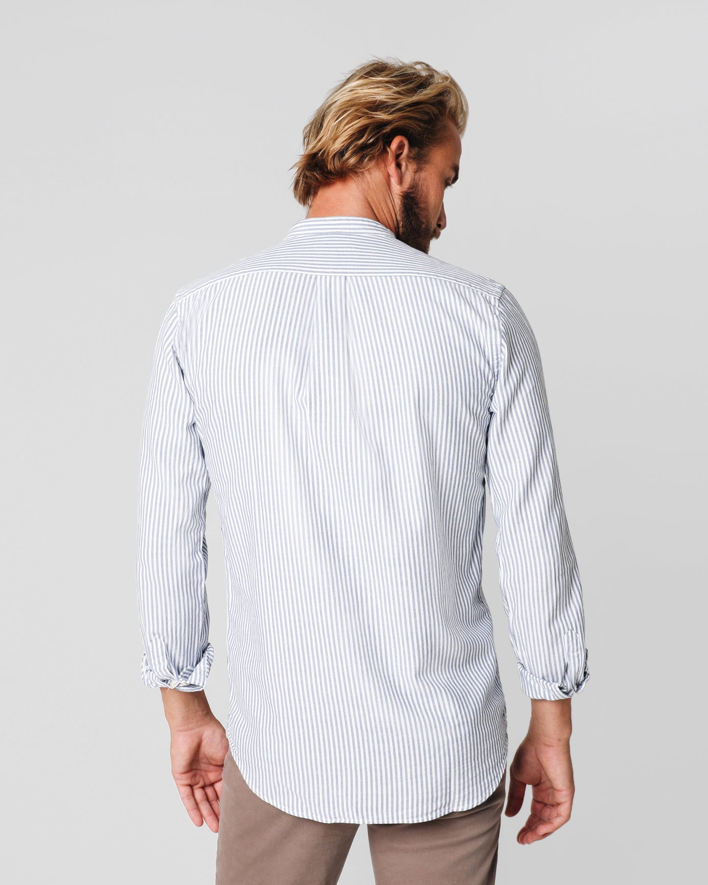FLY MAO SHIRT BLUE WITH WHITE STRIPES