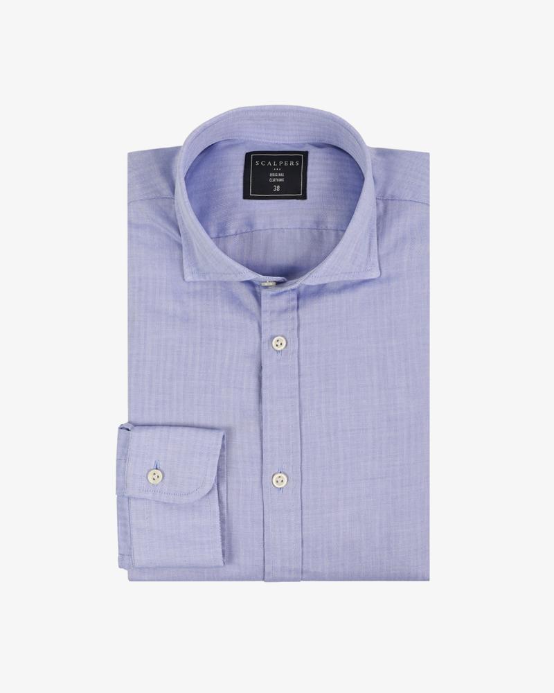 FANCY CLASS SHIRT HERRINGBONE BLUE