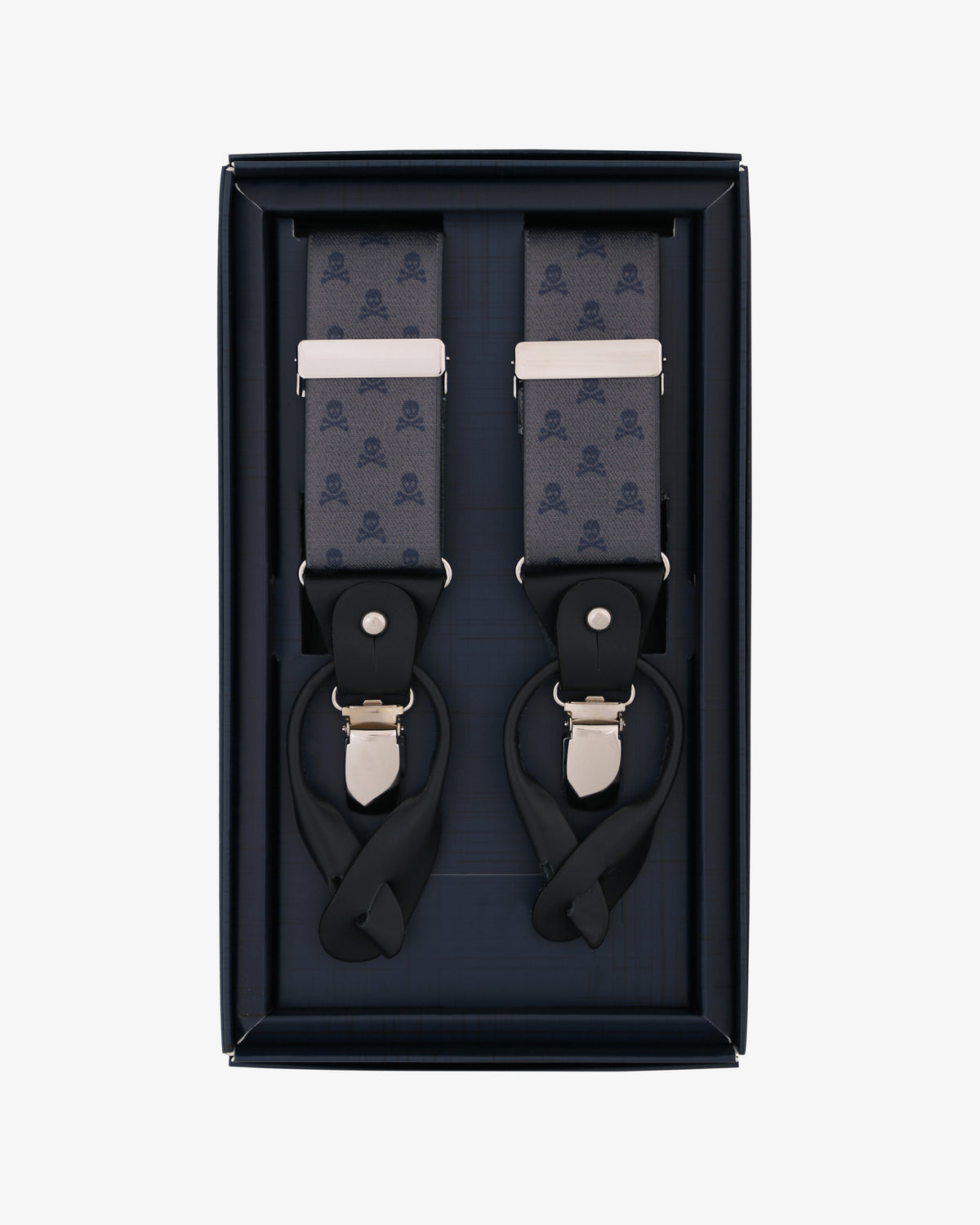 SKULL SUSPENDERS GREY