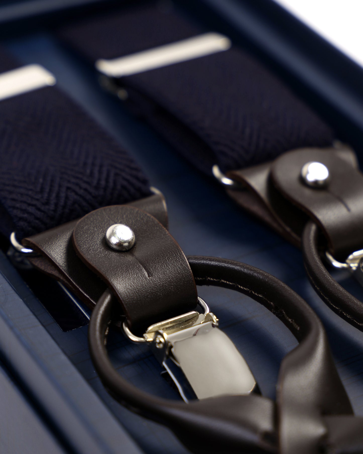 HERRINGBONE SUSPENDERS NAVY