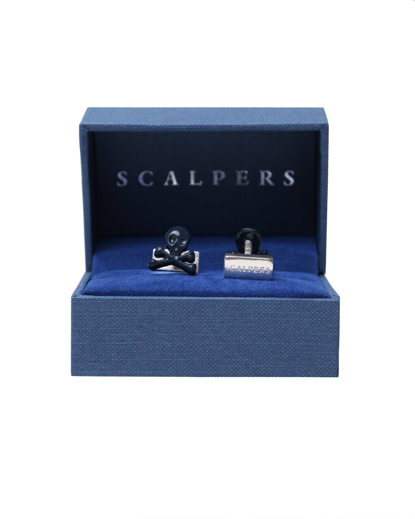 SKULL CUFFLINK ESMALTADO NAVY