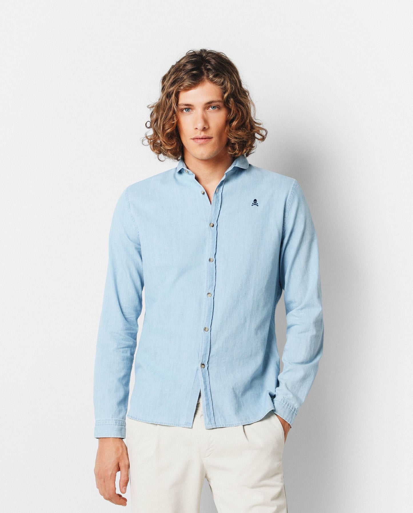 CAMISA DENIM CUELLO REDONDO