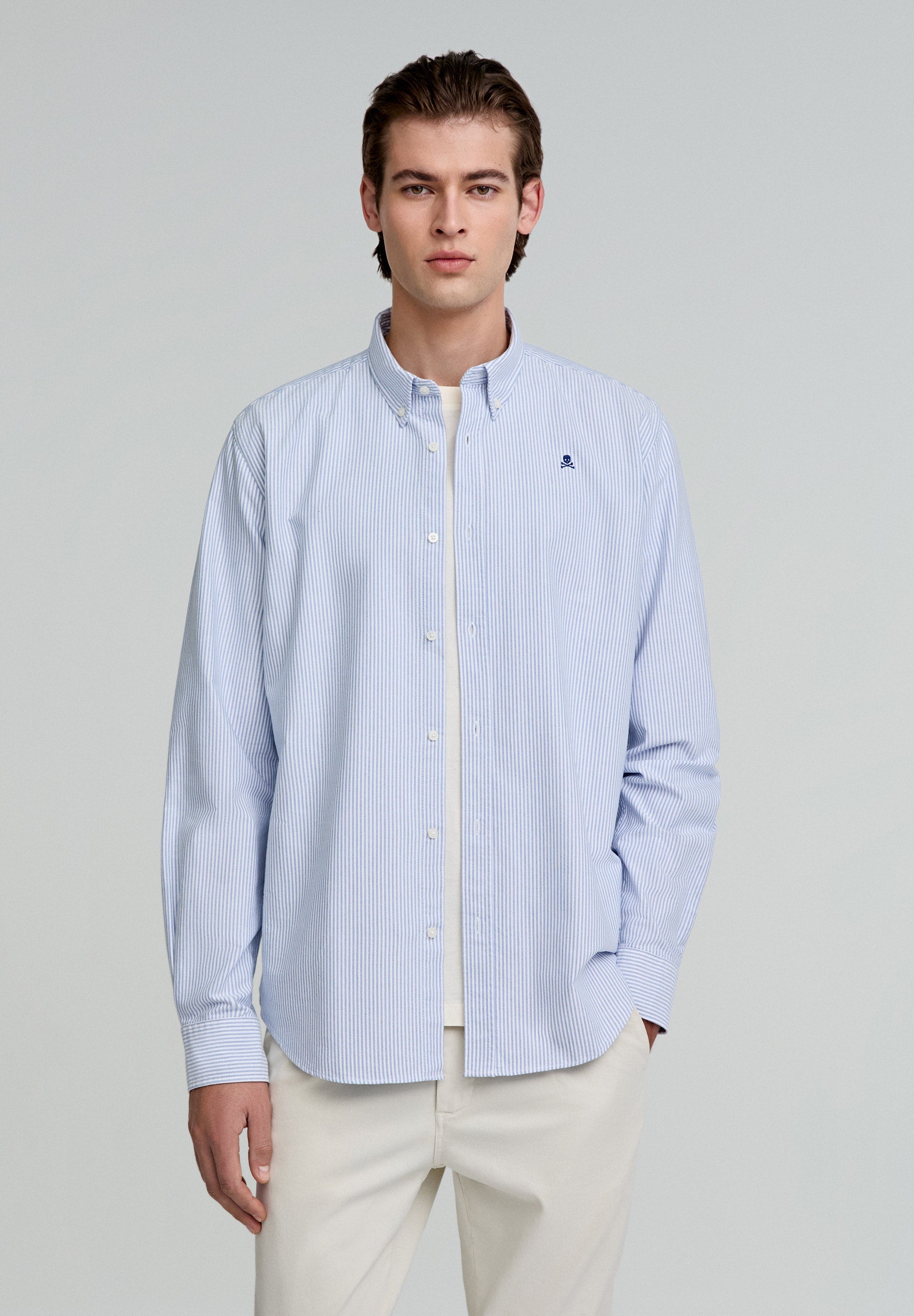 CAMISA OXFORD DE RAYAS CALAVERA