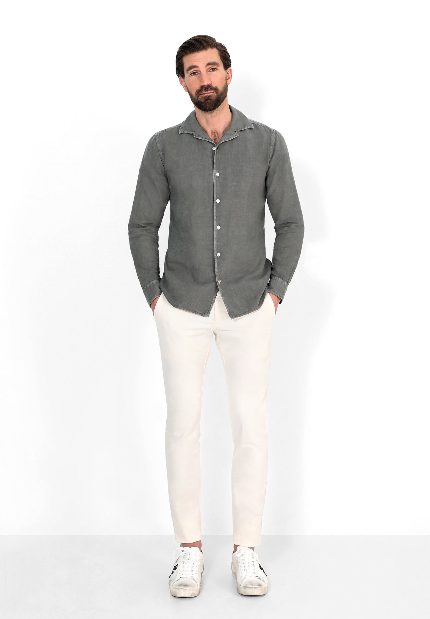 CAMISA LINO CUELLO PIJAMERO