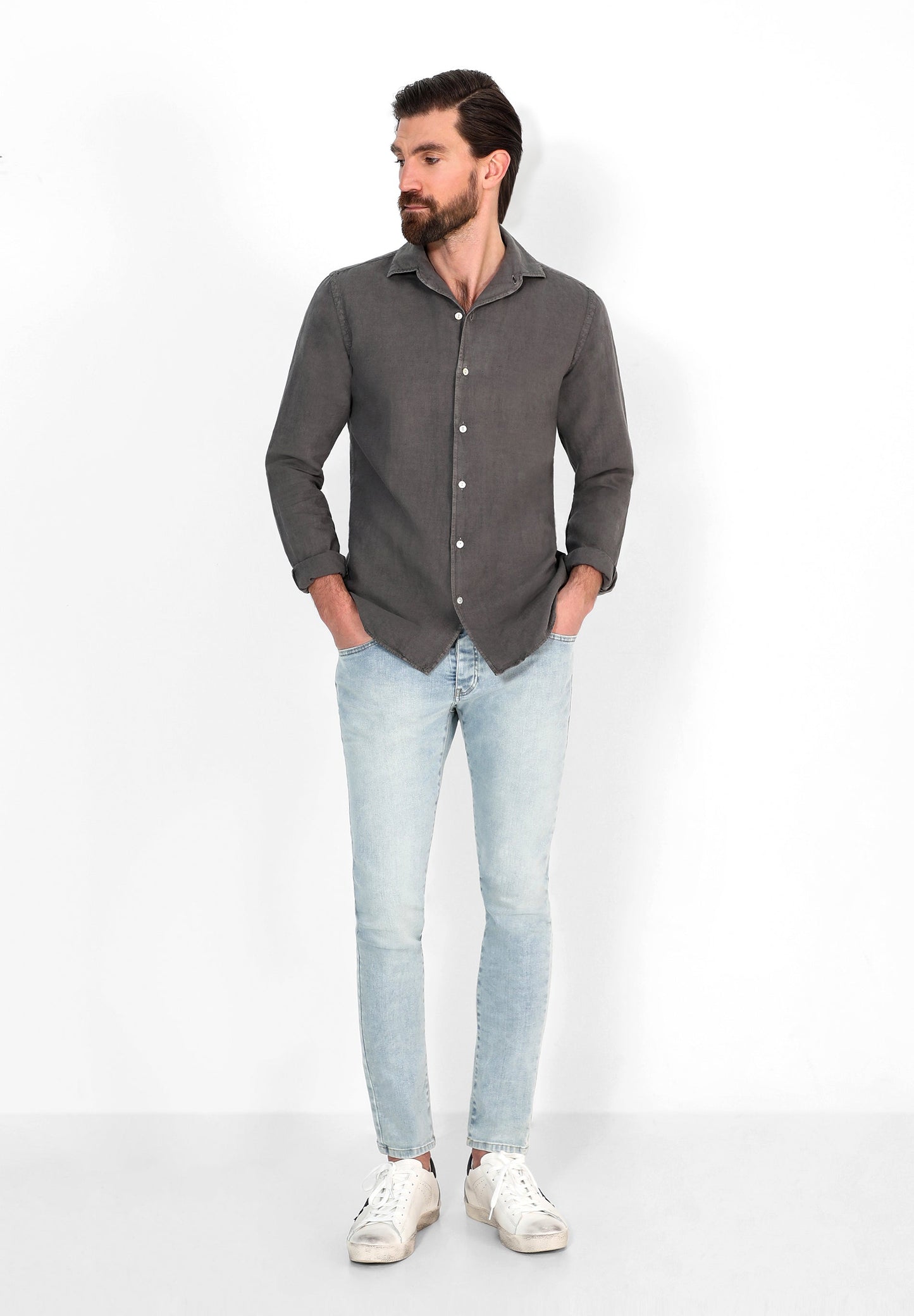 CAMISA LINO CUELLO PIJAMERO