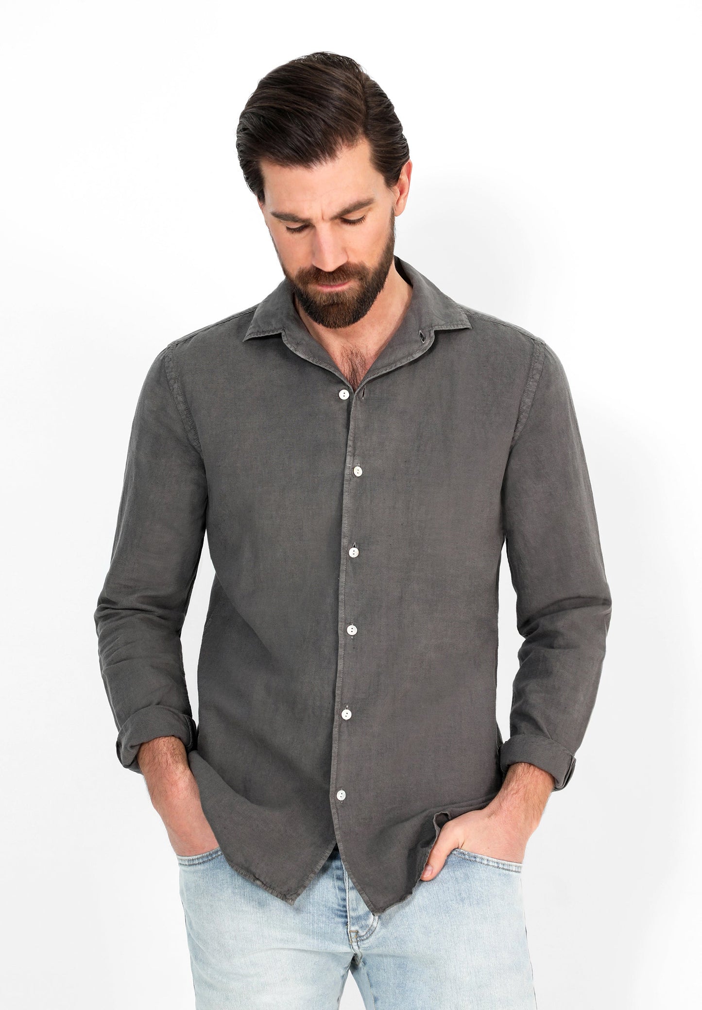 CAMISA LINO CUELLO PIJAMERO