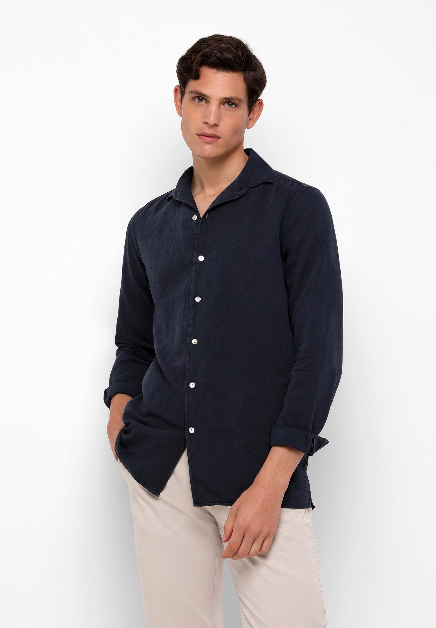 CAMISA LINO CUELLO PIJAMERO
