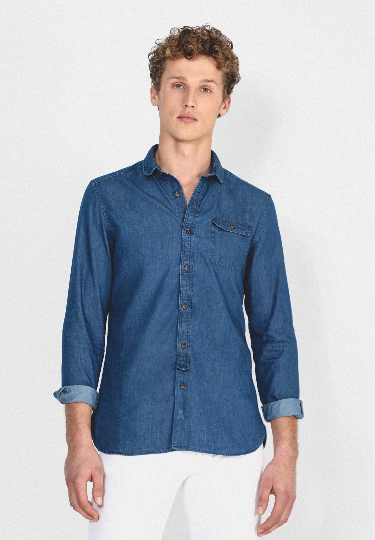 CAMISA DENIM CUELLO REDONDEADO