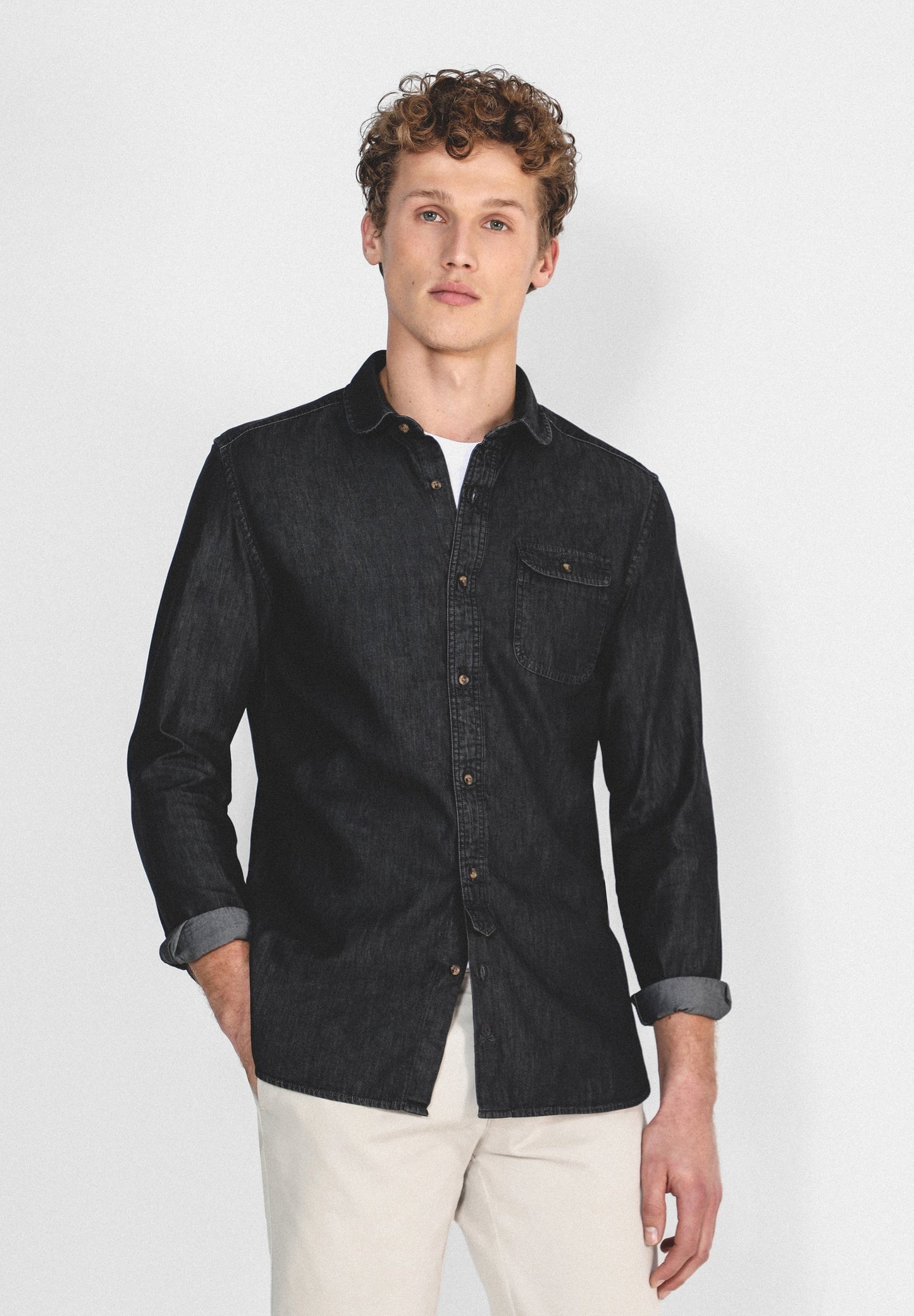 CAMISA DENIM CUELLO REDONDEADO