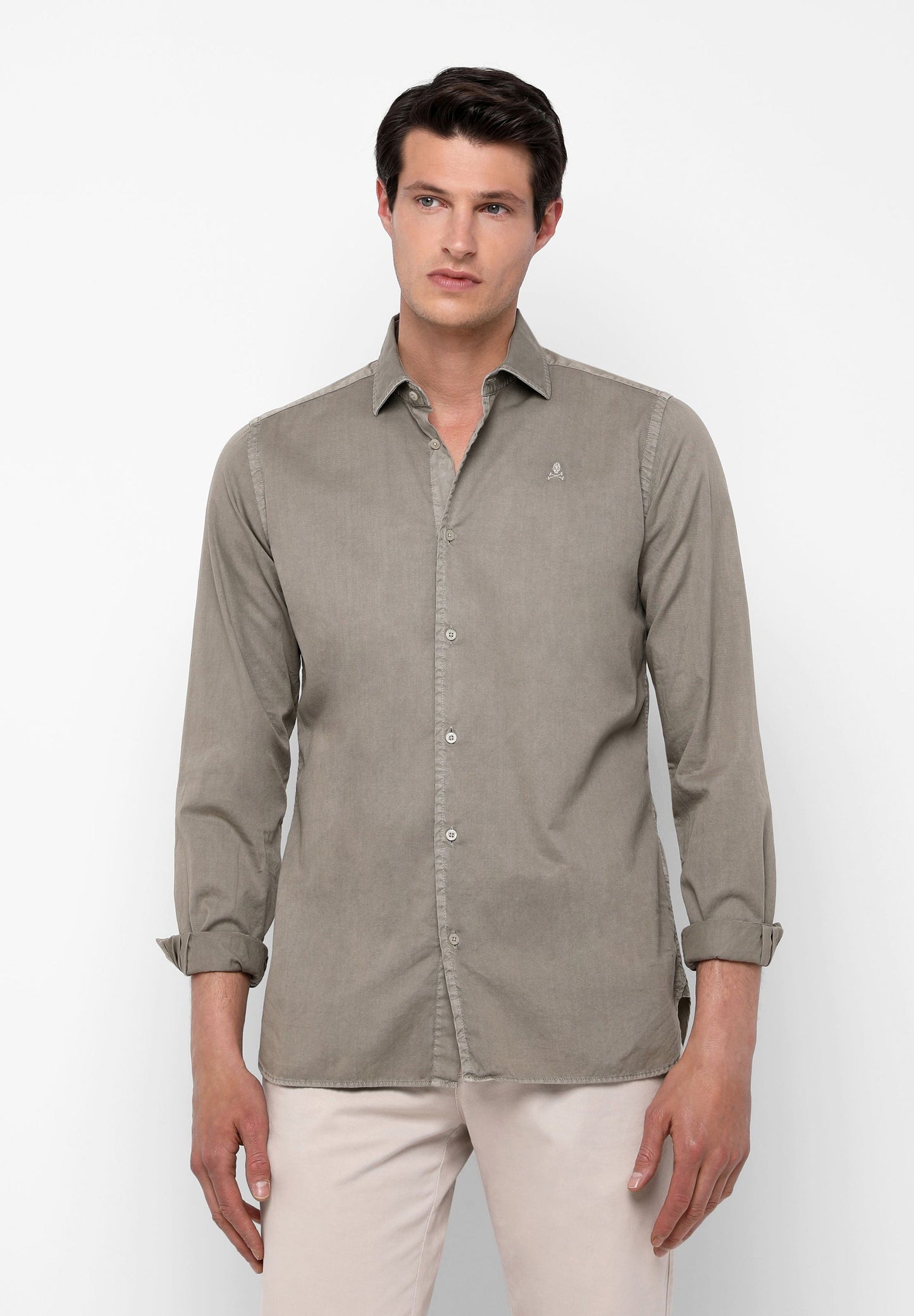 CAMISA CALAVERA BORDADA TONO