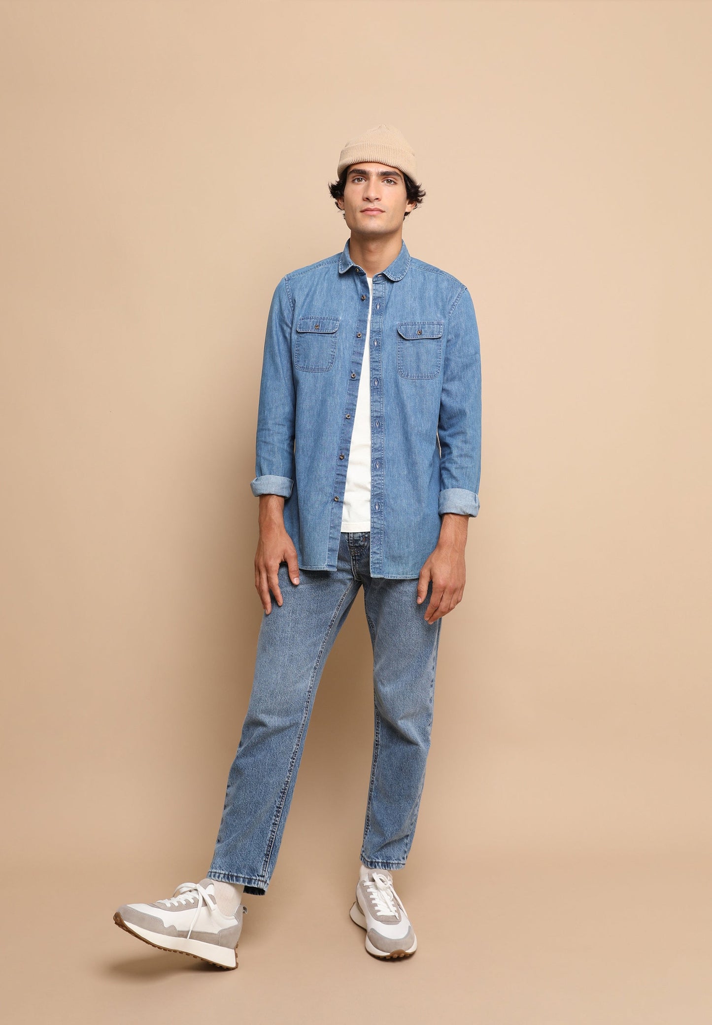 CAMISA DENIM CUELLO REDONDEADO