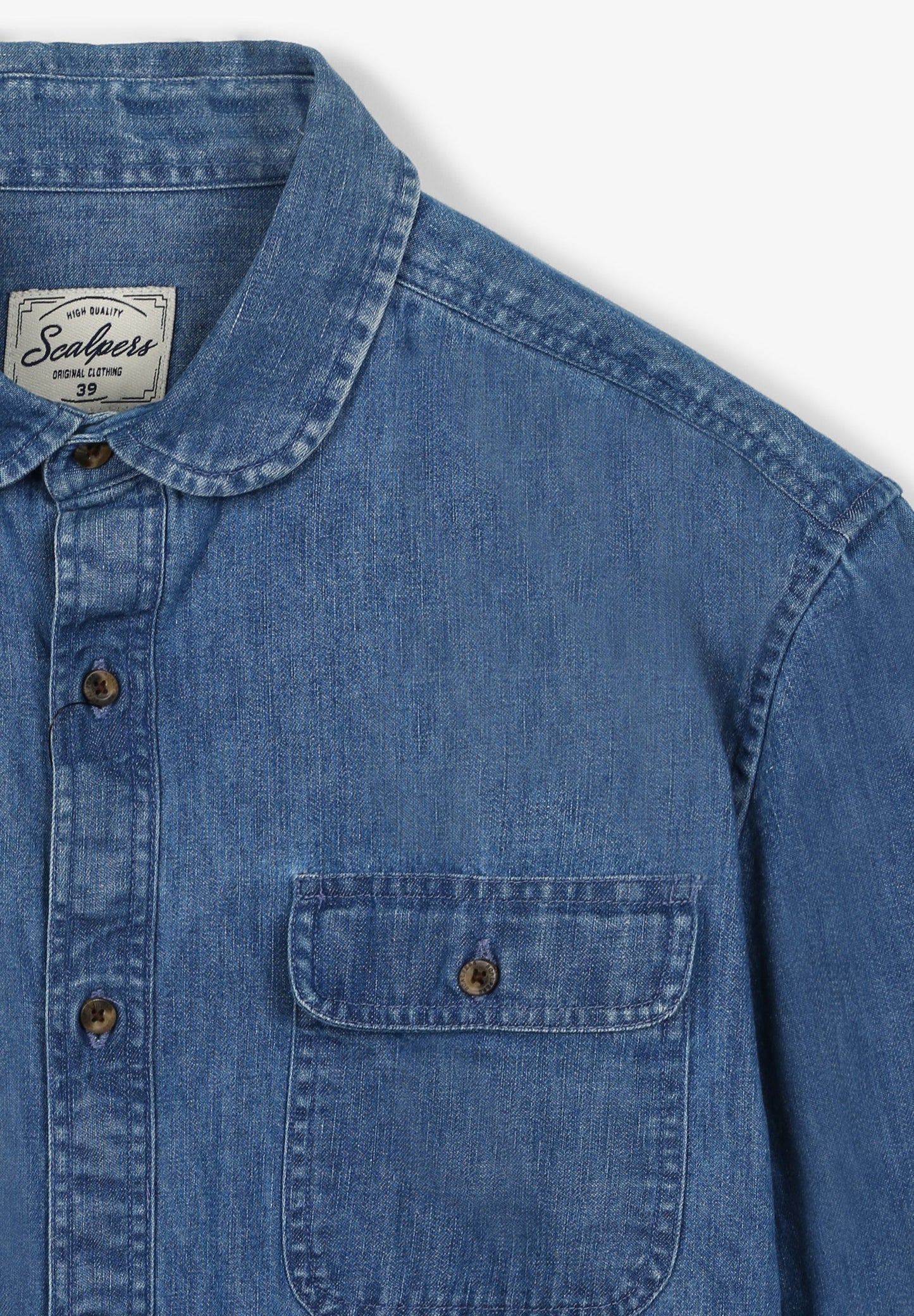 CAMISA DENIM CUELLO REDONDEADO