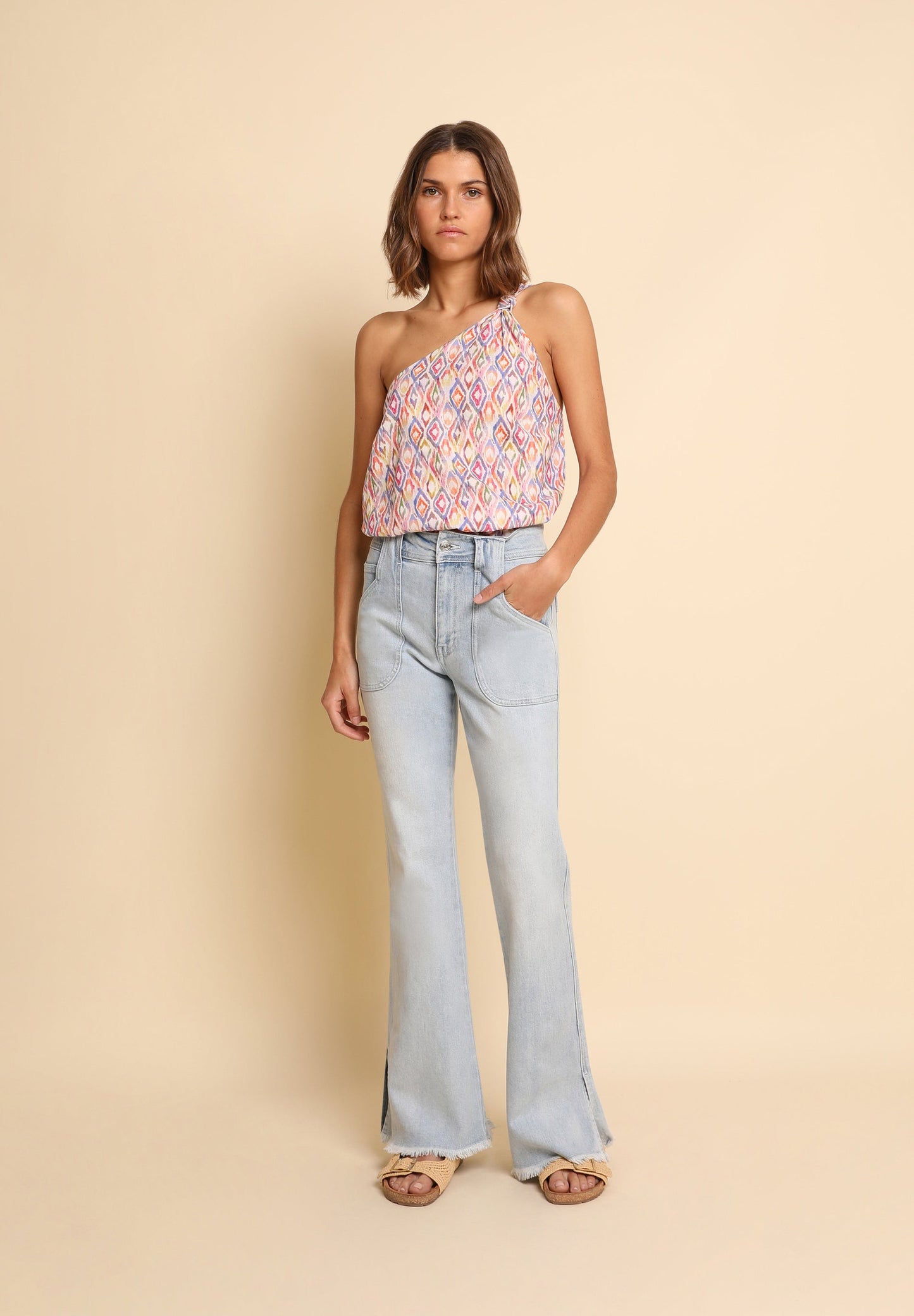 POCKET SPLIT FLARE DENIM