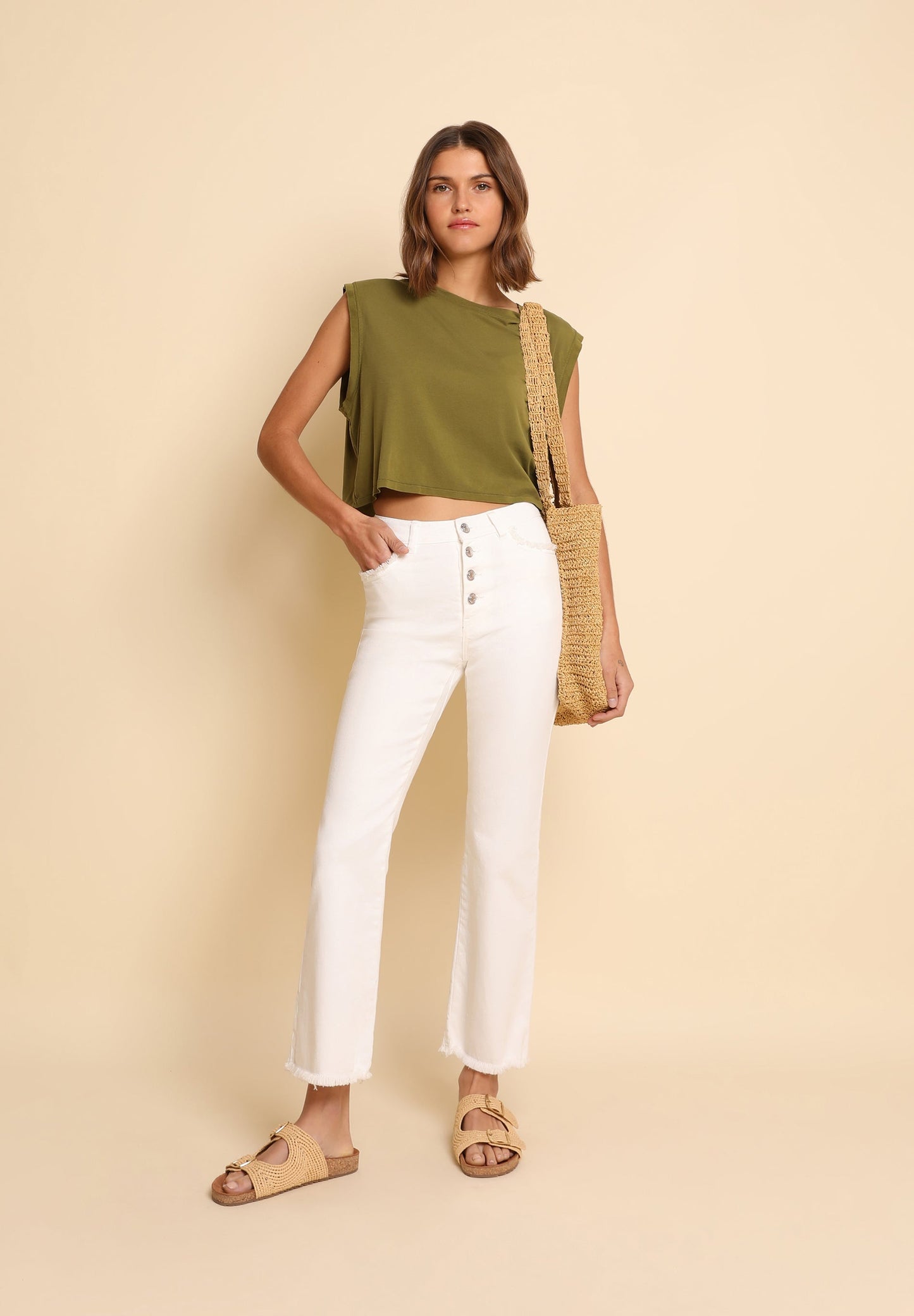 PANTALÓN DENIM ANKLE FLARE