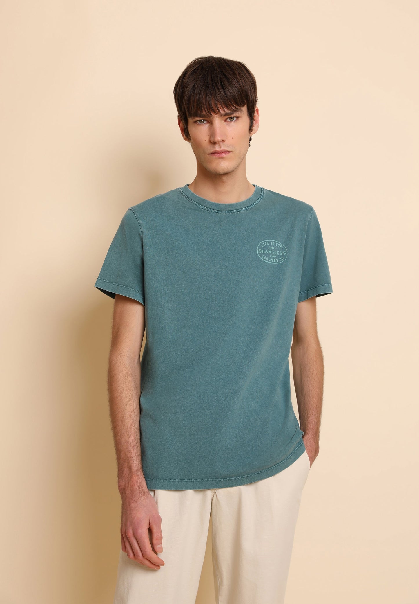 CAMISETA LAVADA PRINT CONTRASTE