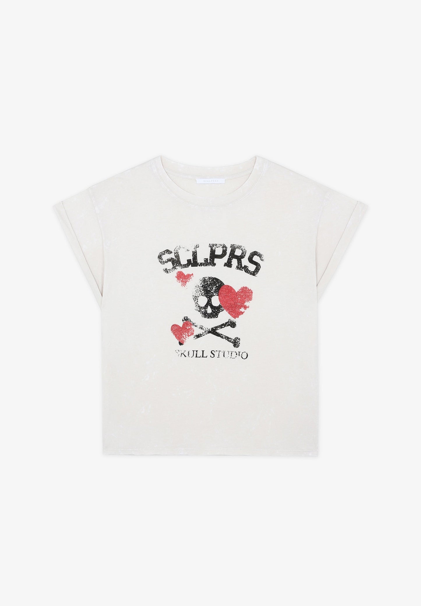 CAMISETA PRINT CALAVERA CORAZONES