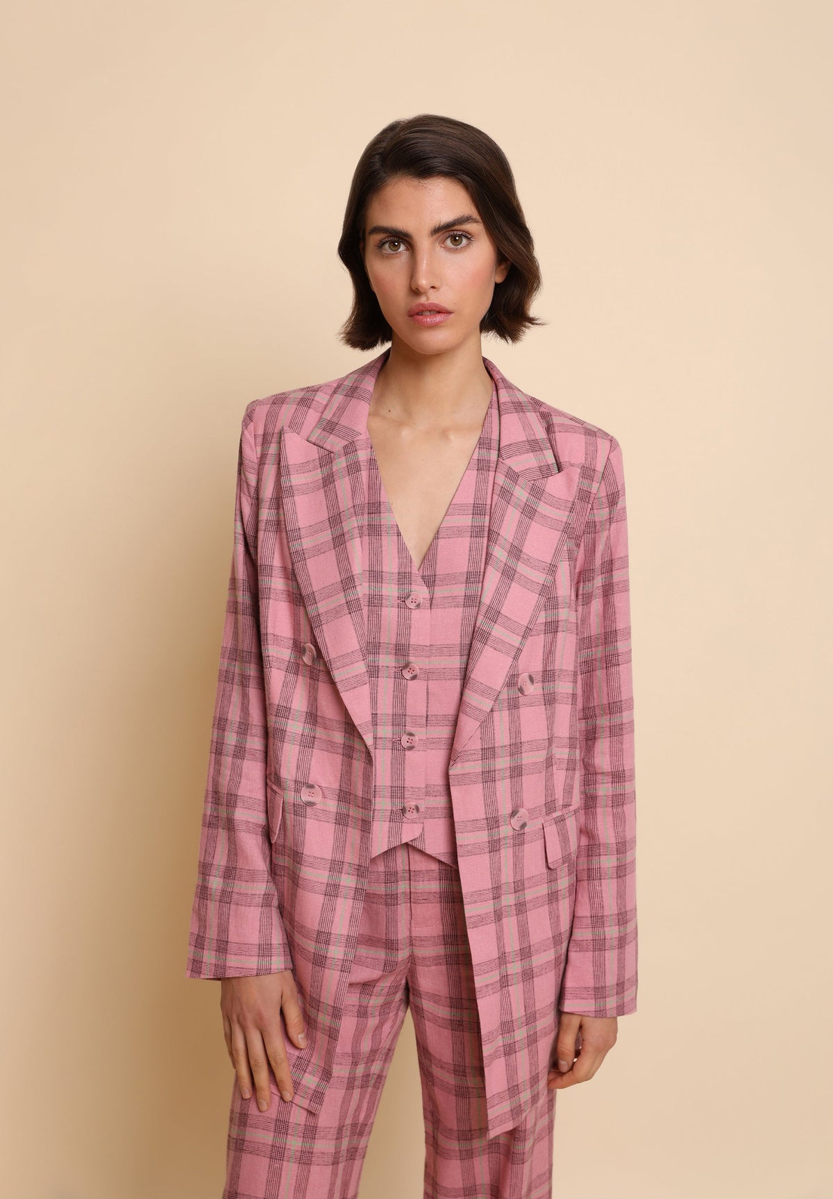 BLAZER LARGA CUADROS