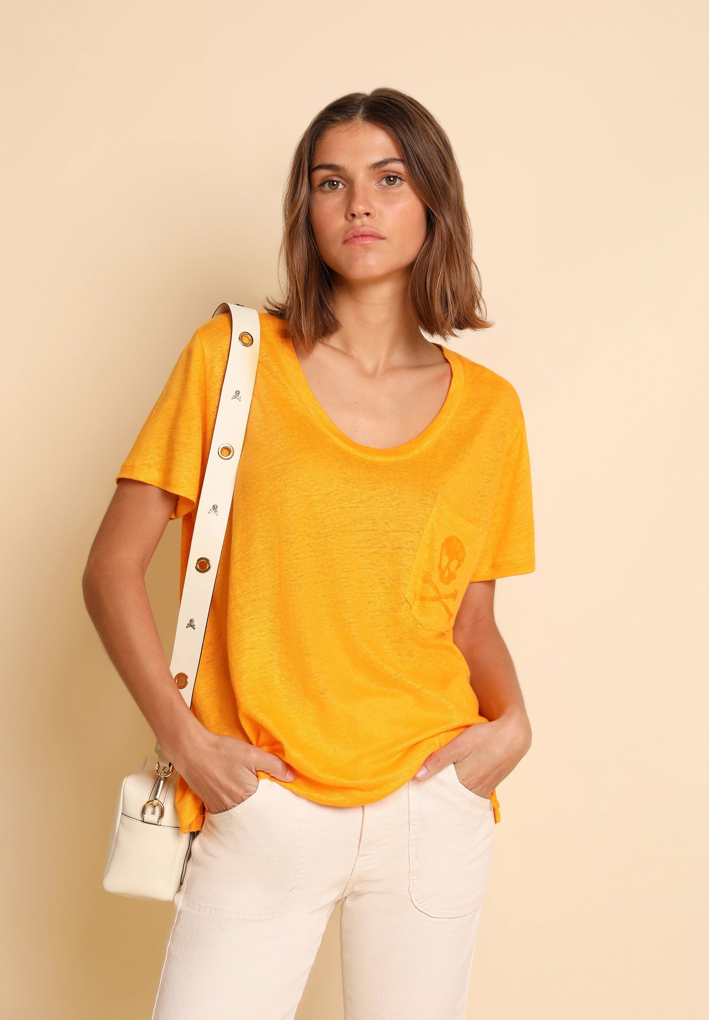 CAMISETA LINO CALAVERA BOLSILLO