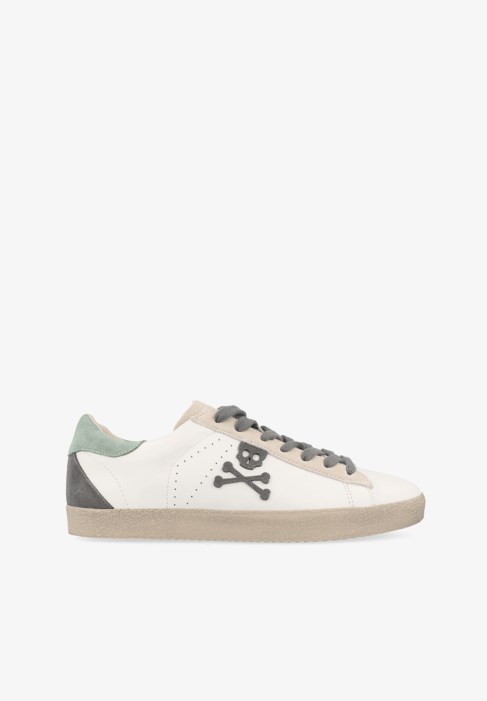 SNEAKERS PIEL BAJAS CALAVERA CONTRASTE