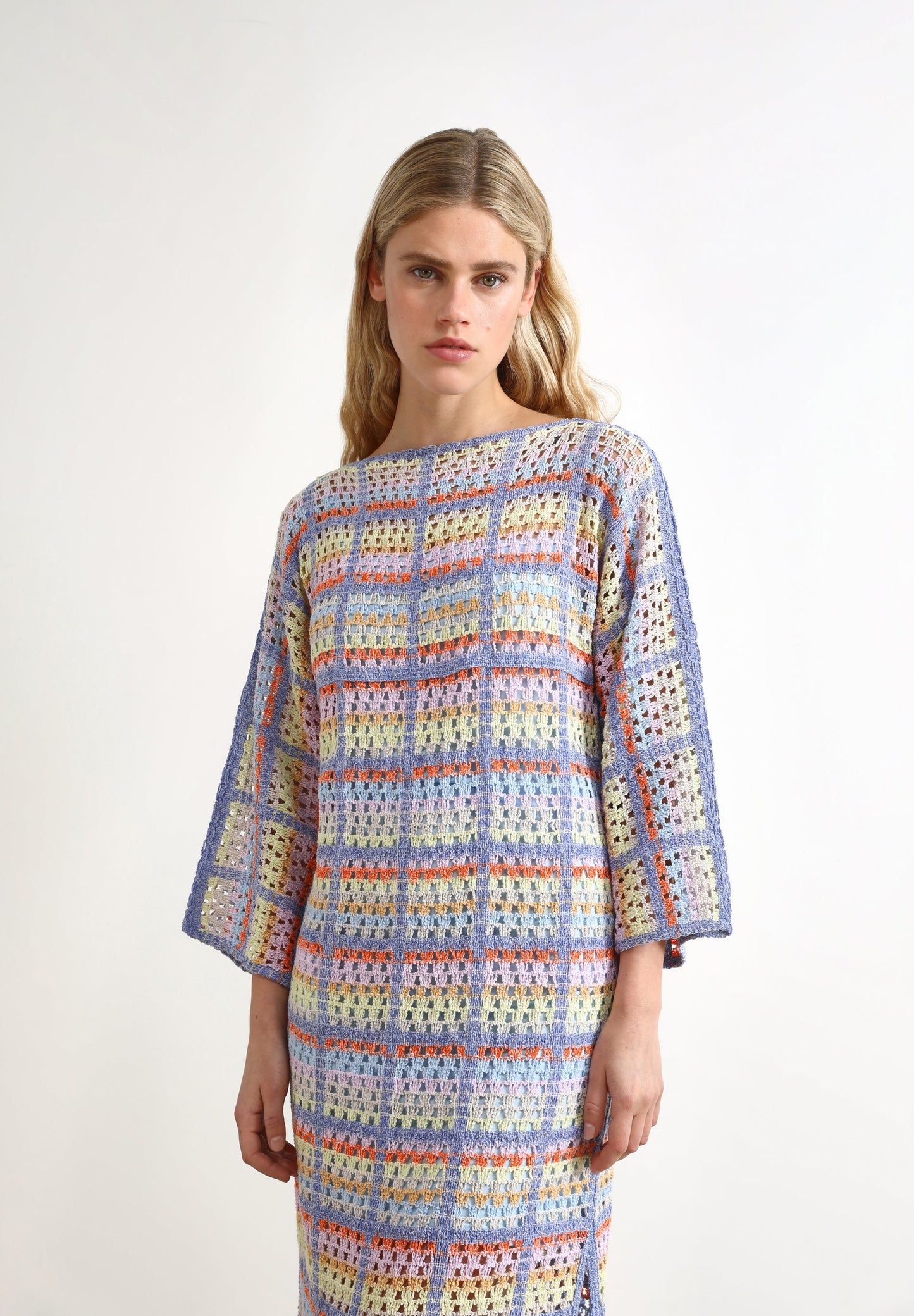 VESTIDO CUADROS CROCHET