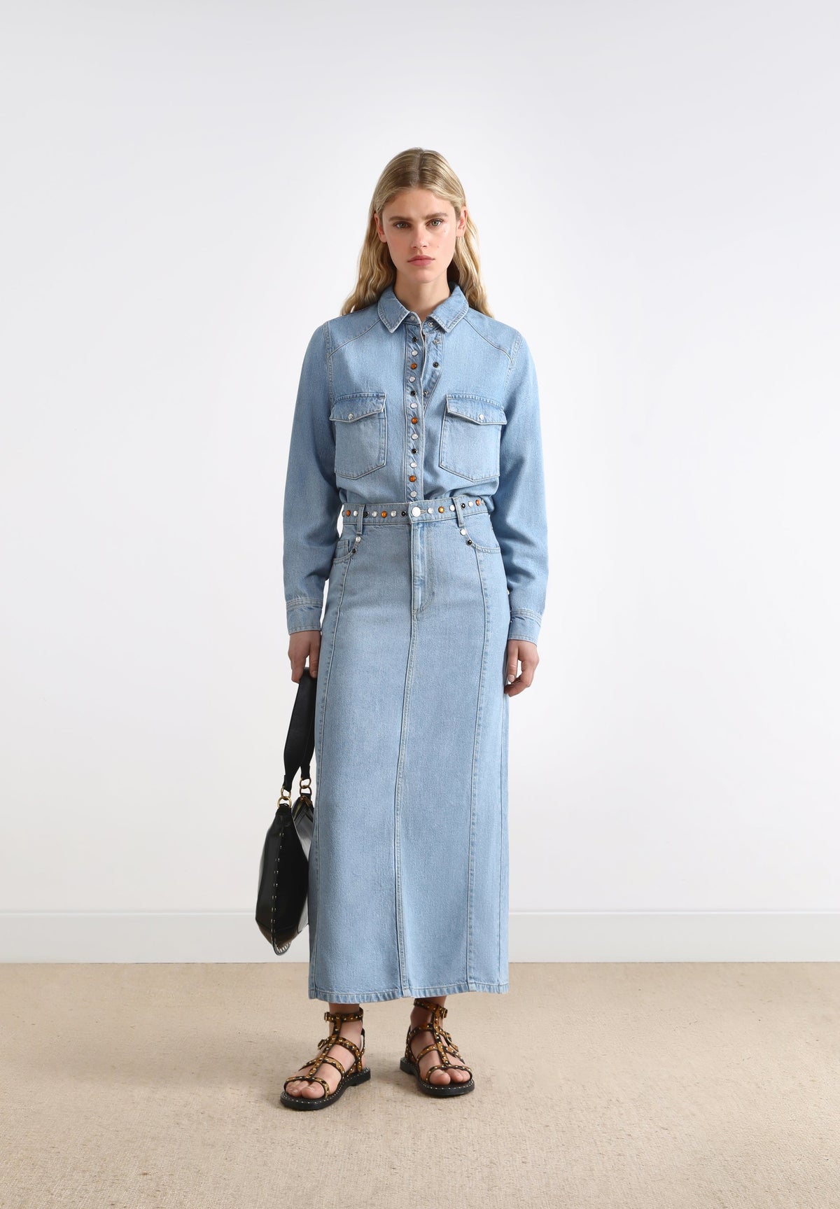 FALDA DENIM MIDI