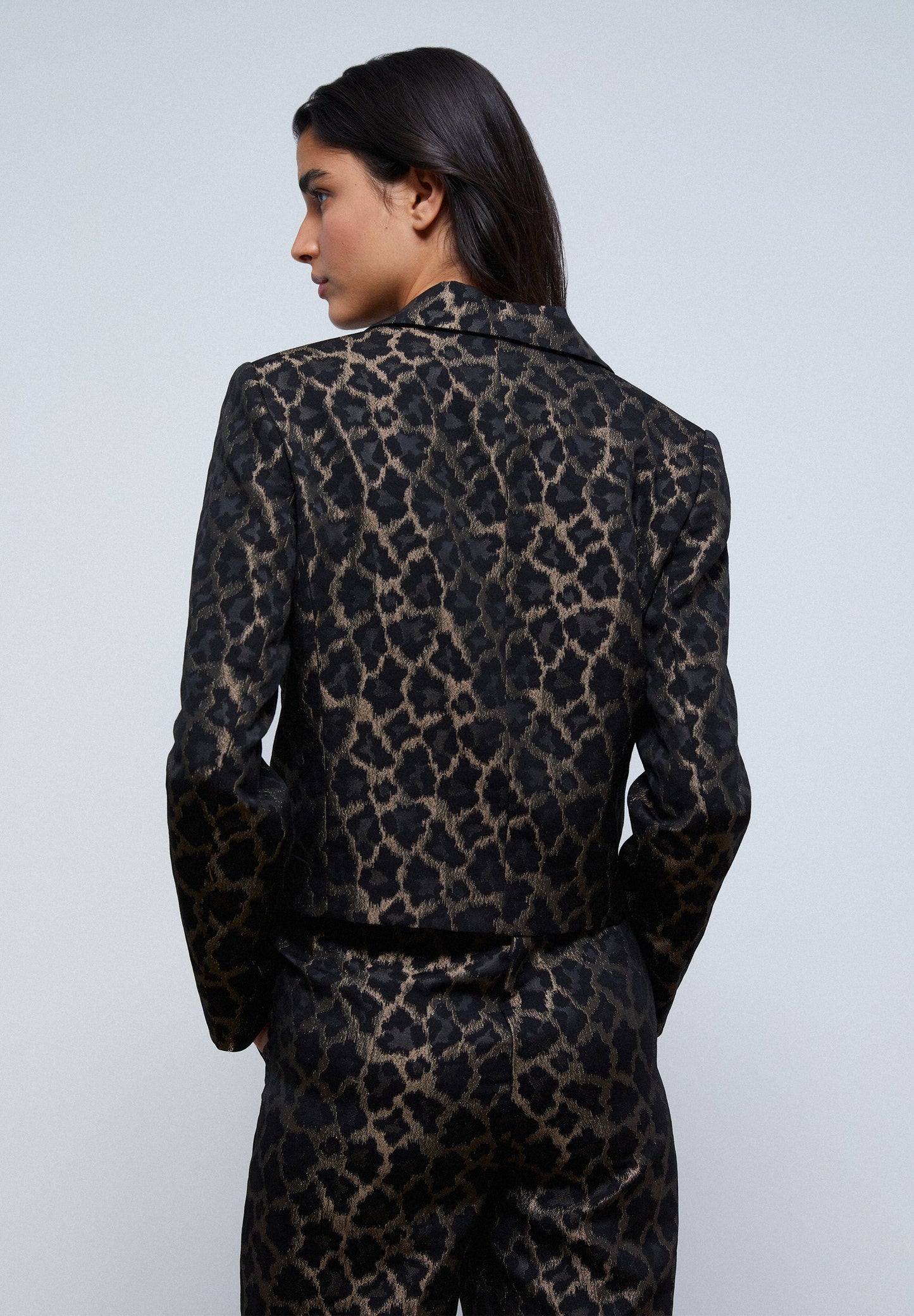 BLAZER CROPPED ANIMAL PRINT