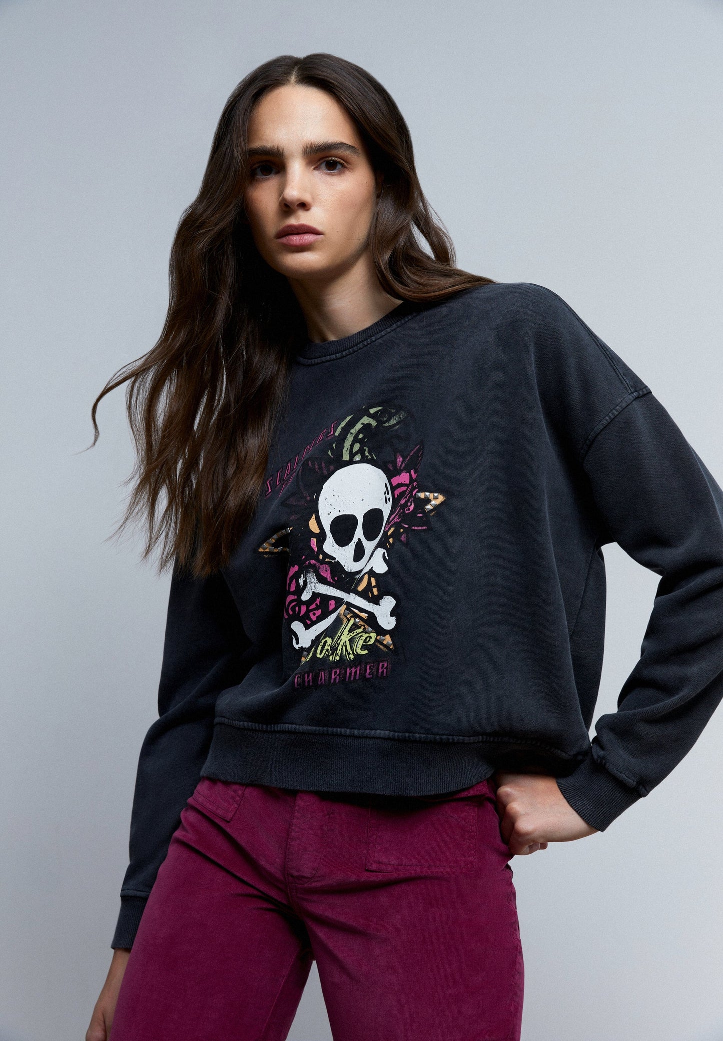 SUDADERA LAVADA CALAVERA FRONTAL