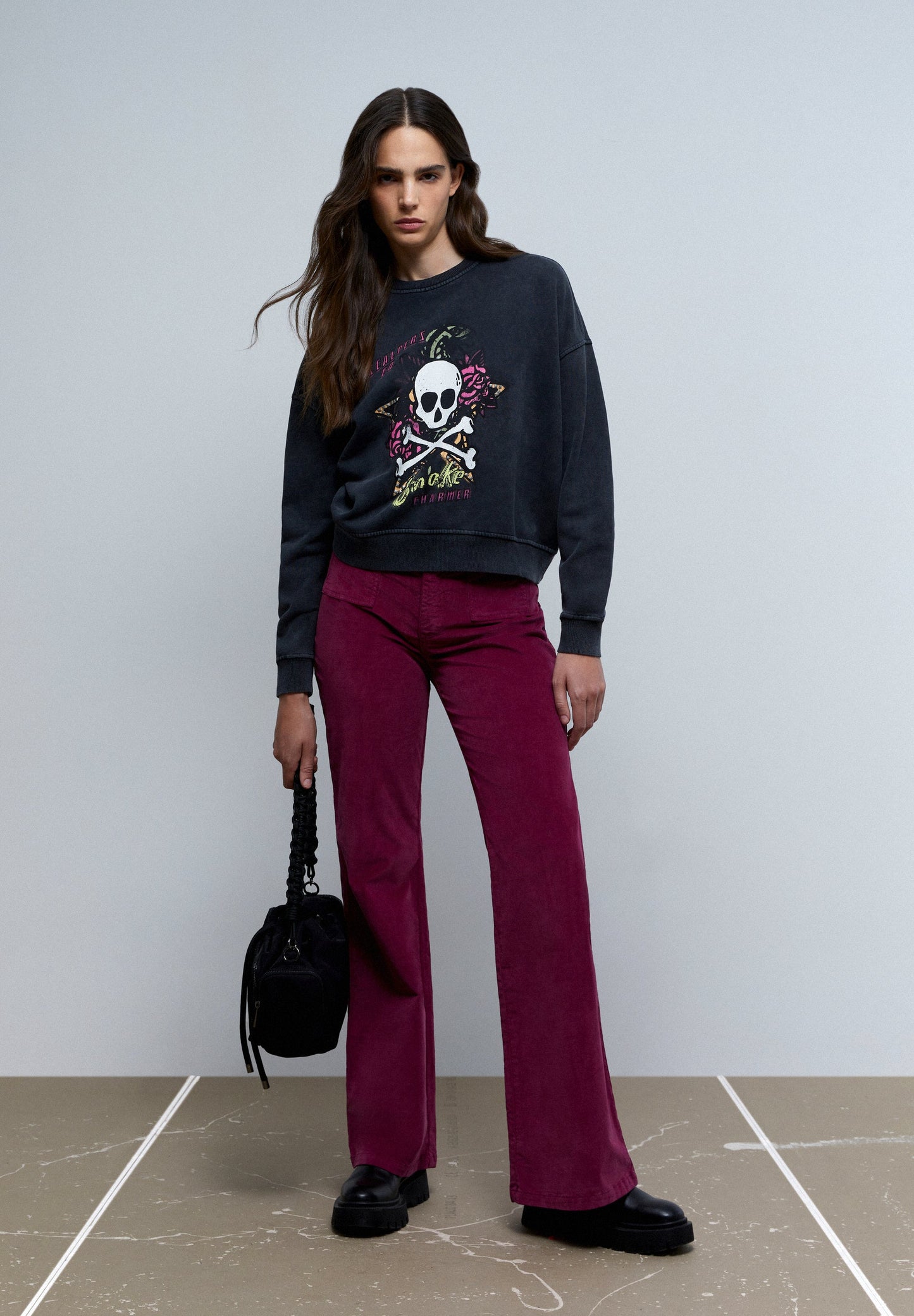 SUDADERA LAVADA CALAVERA FRONTAL