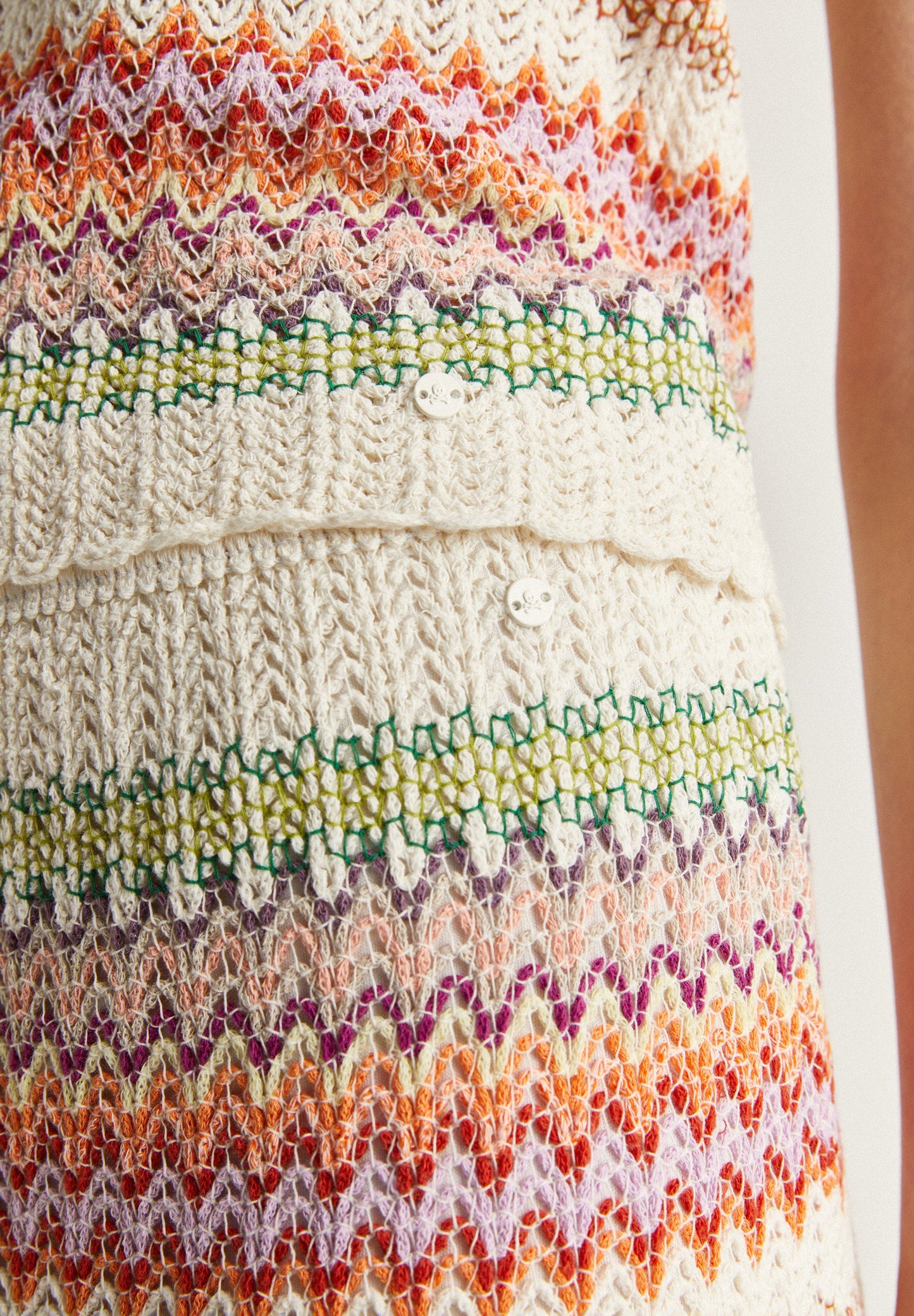 FALDA MIDI CROCHET RAYAS