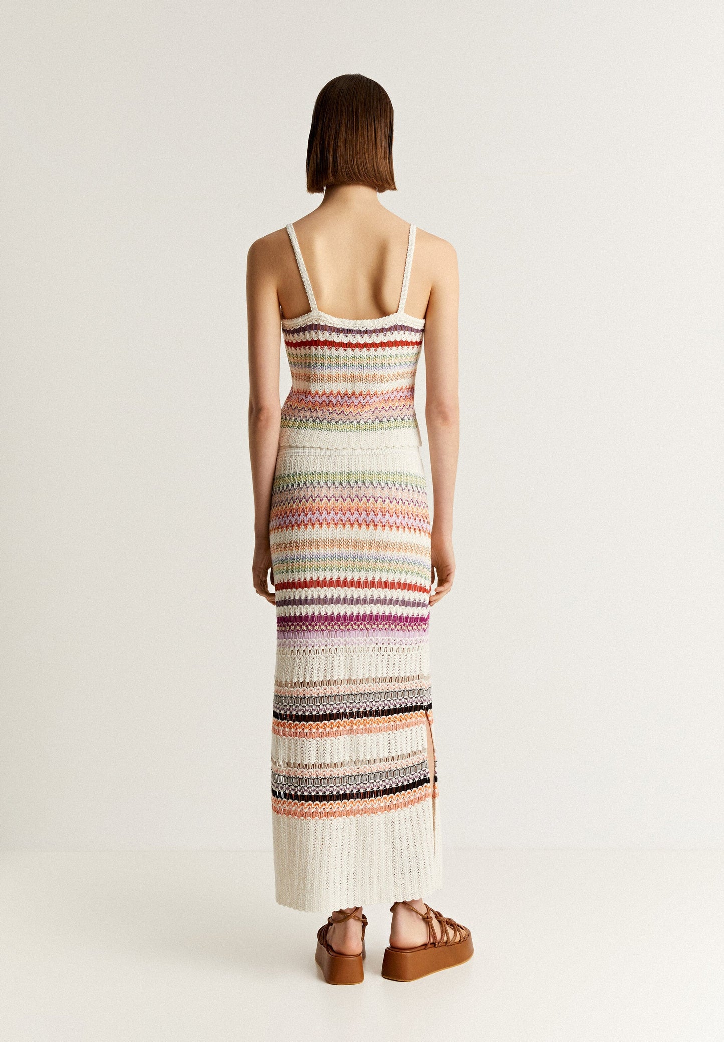 FALDA MIDI CROCHET RAYAS