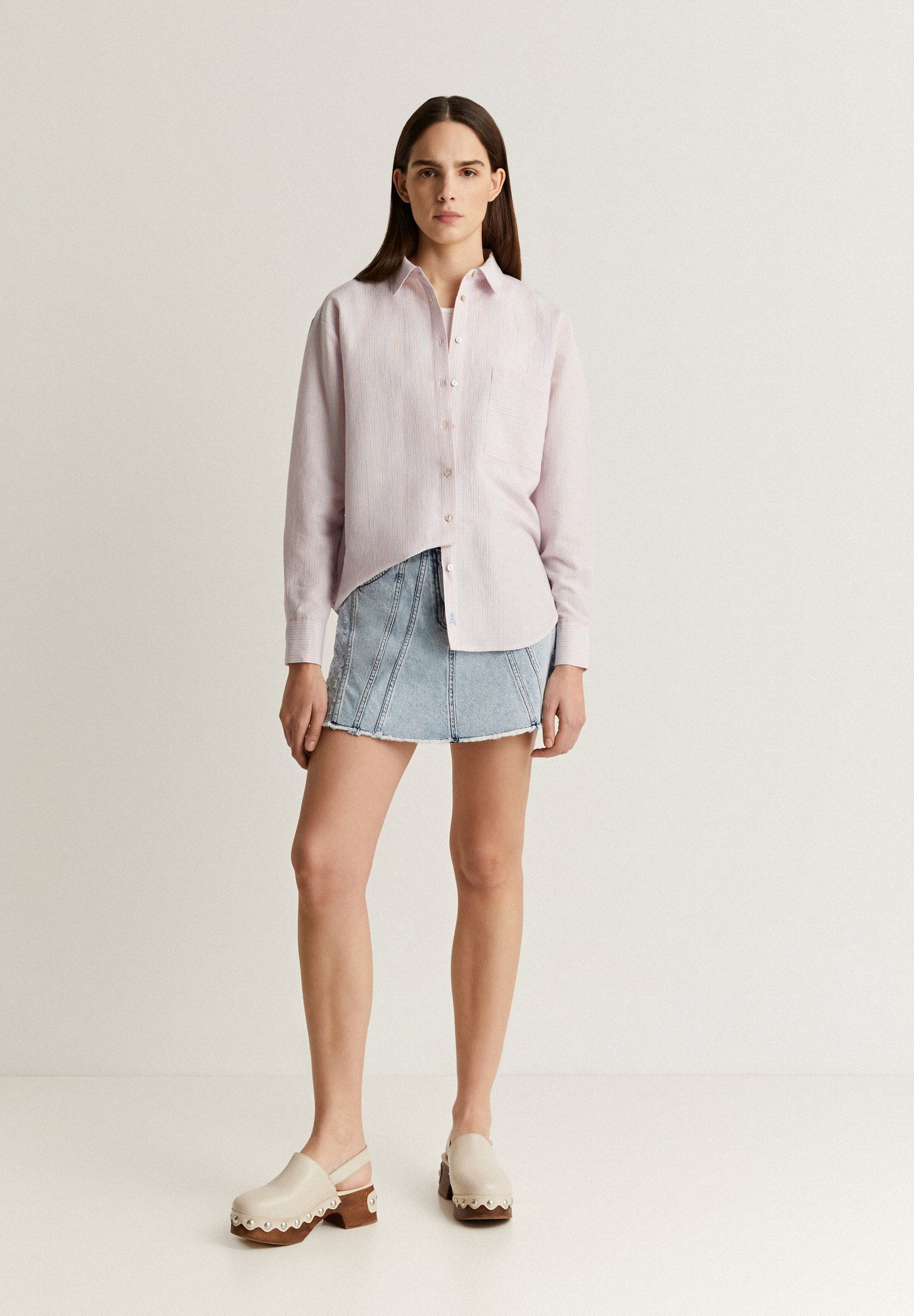 CAMISA LINO RAYAS COMBINADAS