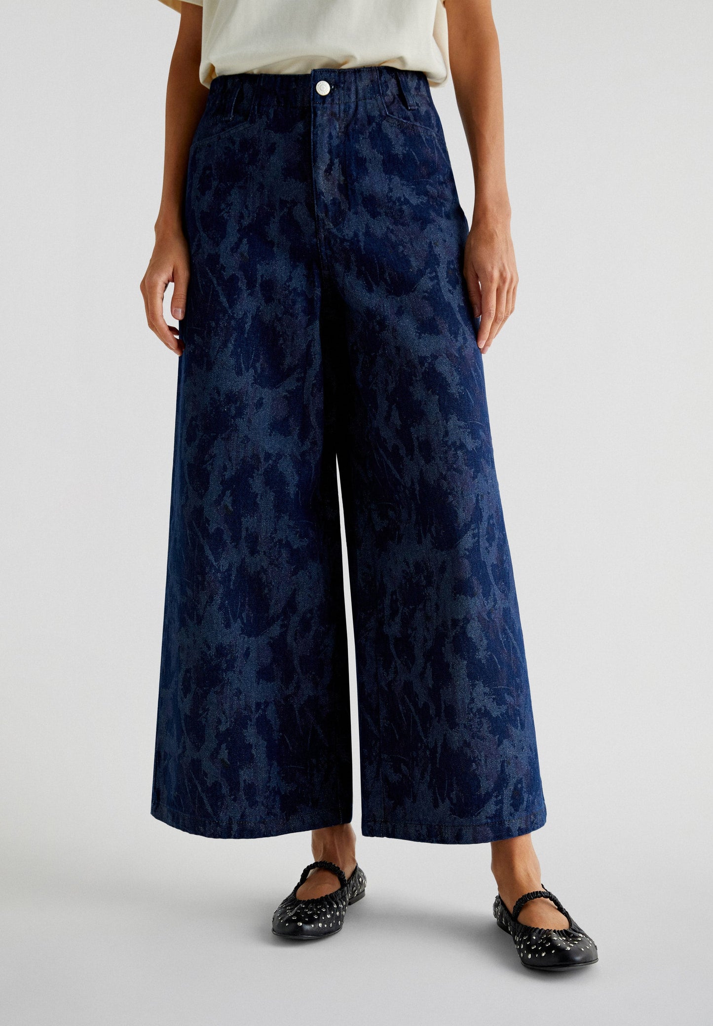 SHINY CULOTTE DENIM PANT
