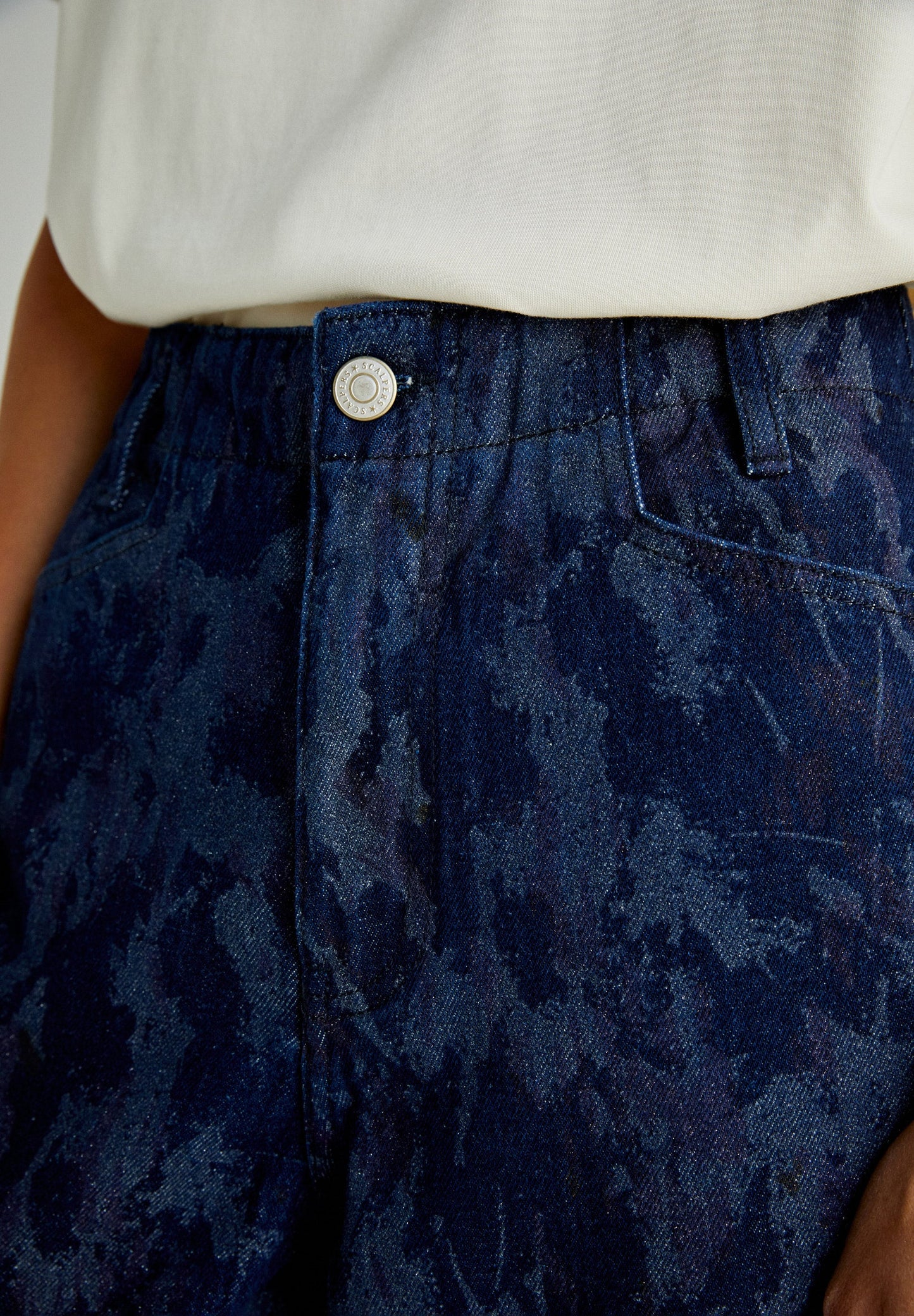 SHINY CULOTTE DENIM PANT
