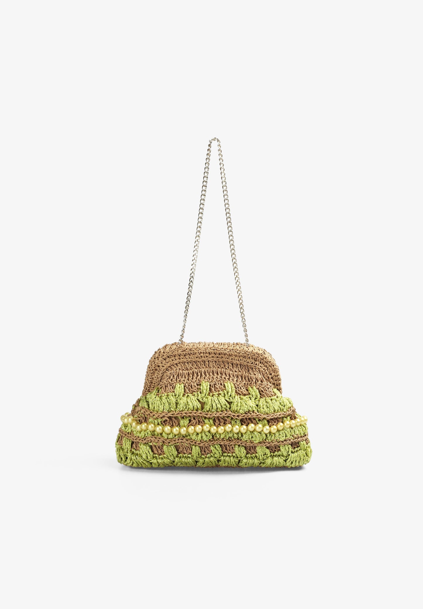 BOLSO CLUTCH RAFIA DETALLE ABALORIOS