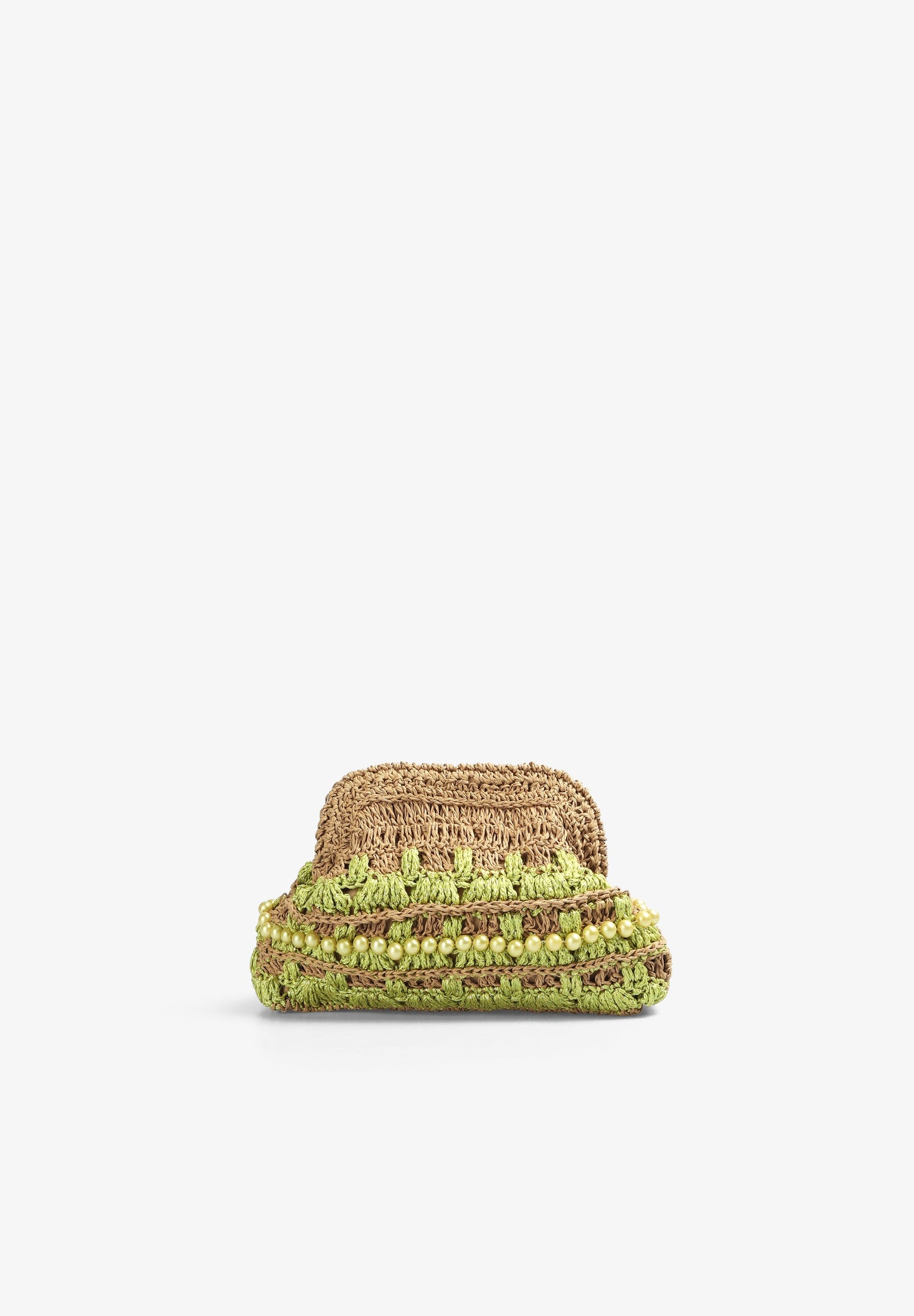 BOLSO CLUTCH RAFIA DETALLE ABALORIOS