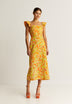 VESTIDO LINO MIDI DRAPEADO PECHO